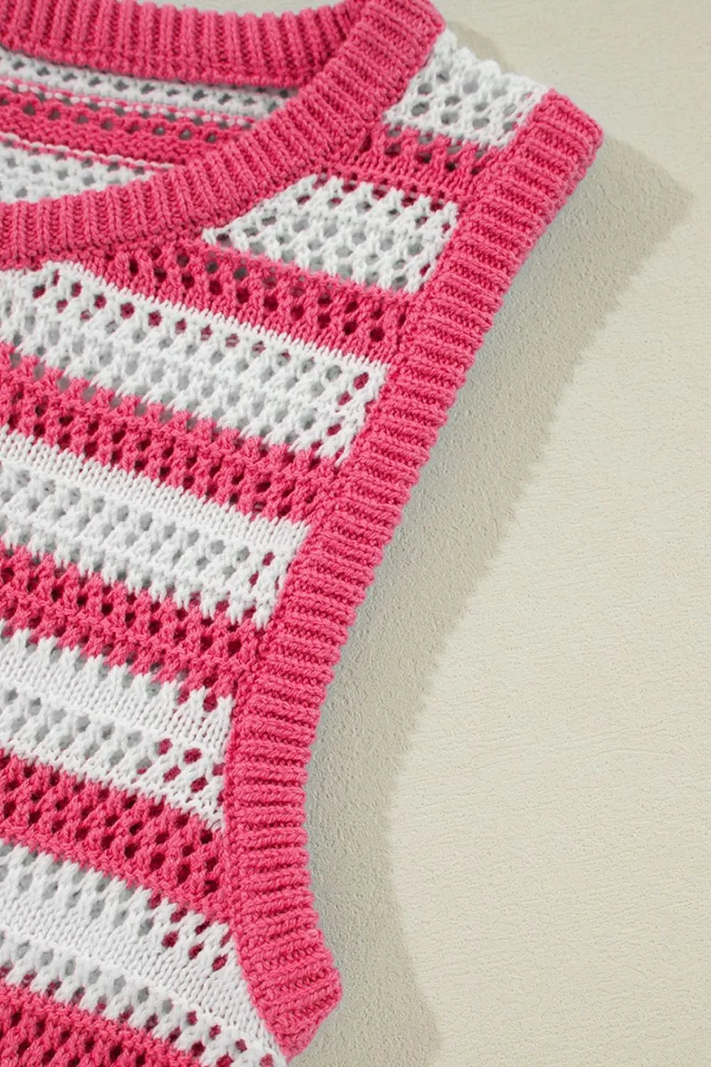 Striped Hollow-Knit Sleeveless Sweater Dress