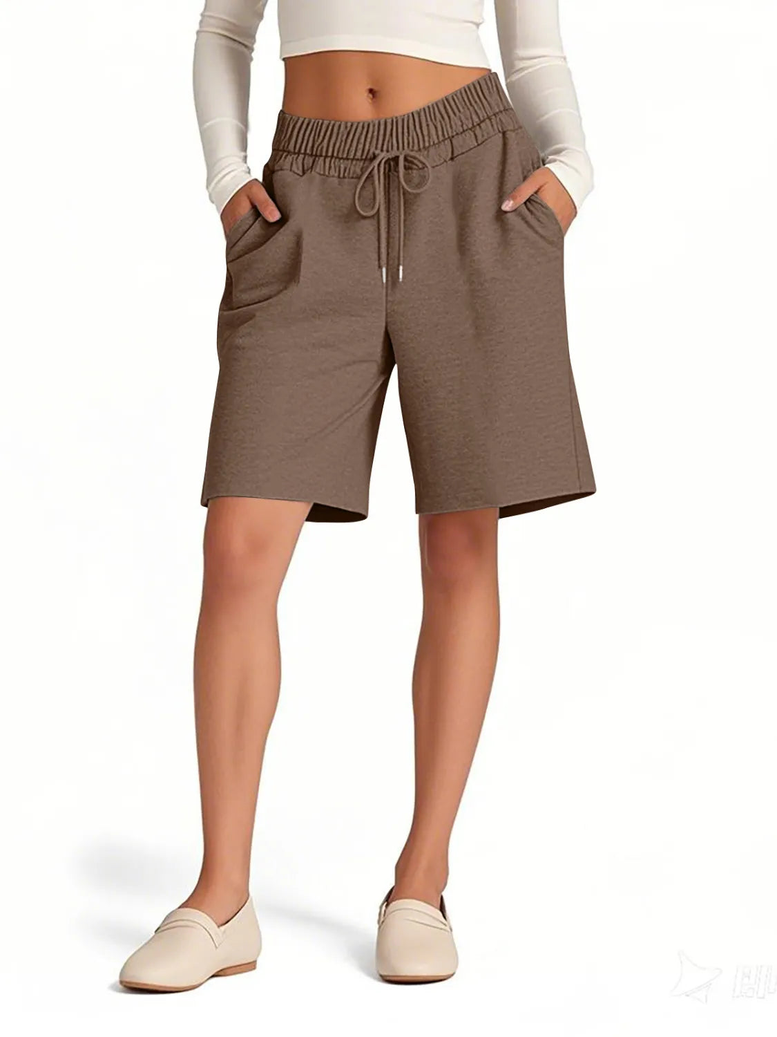 Rayon Drawstring Shorts with Pockets