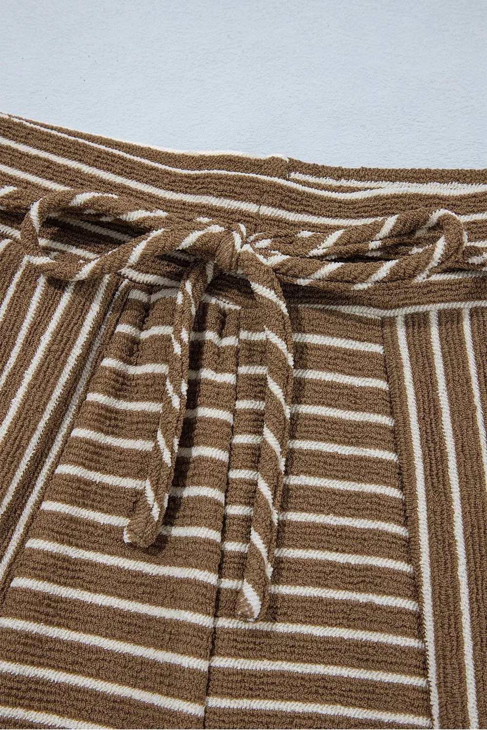 Stripe Patchwork Wide Leg Pants in Brown