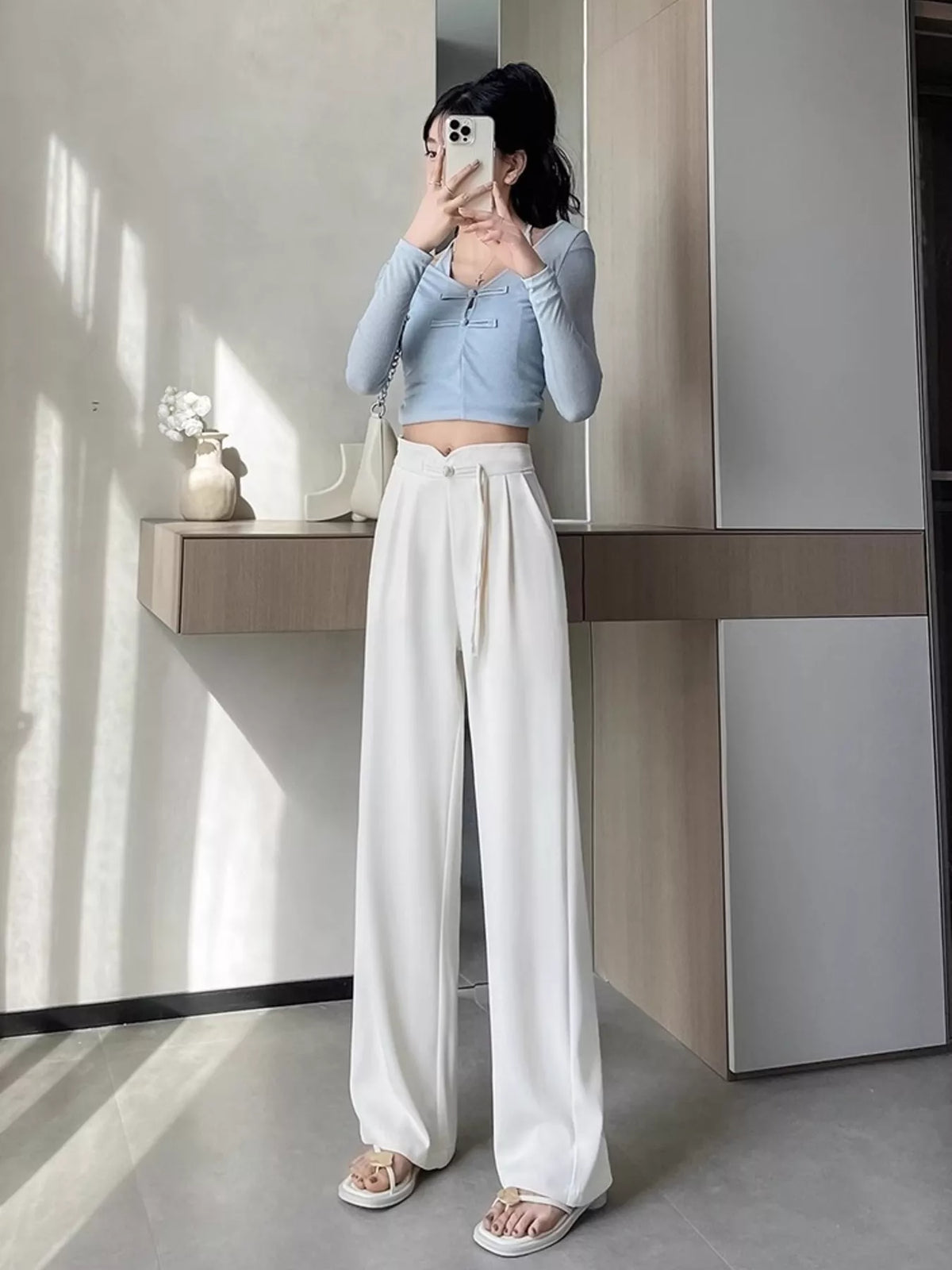 Pocketed High-Waisted Wide-Leg Pants