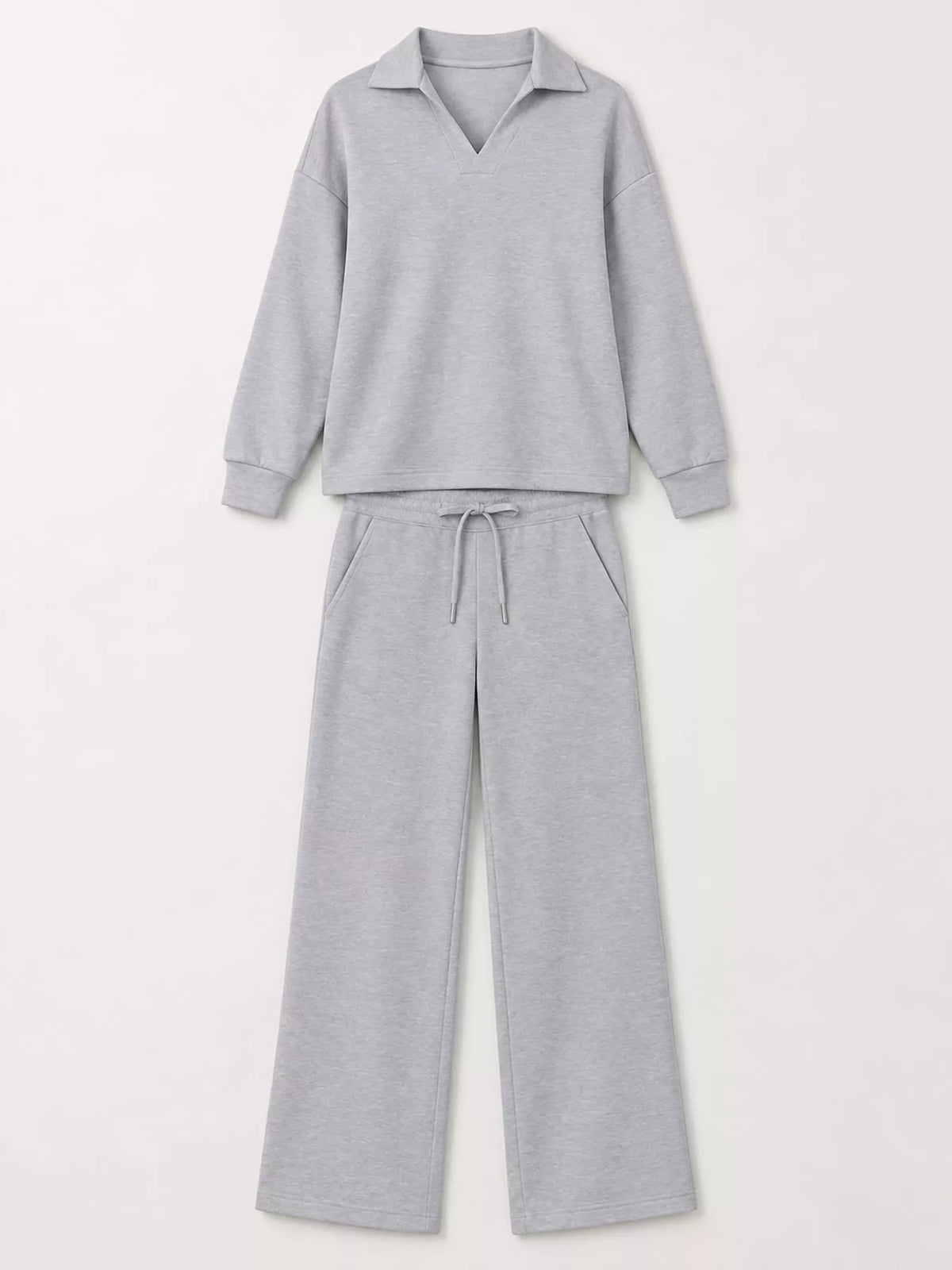 Dropped Shoulder Top and Drawstring Pant Set