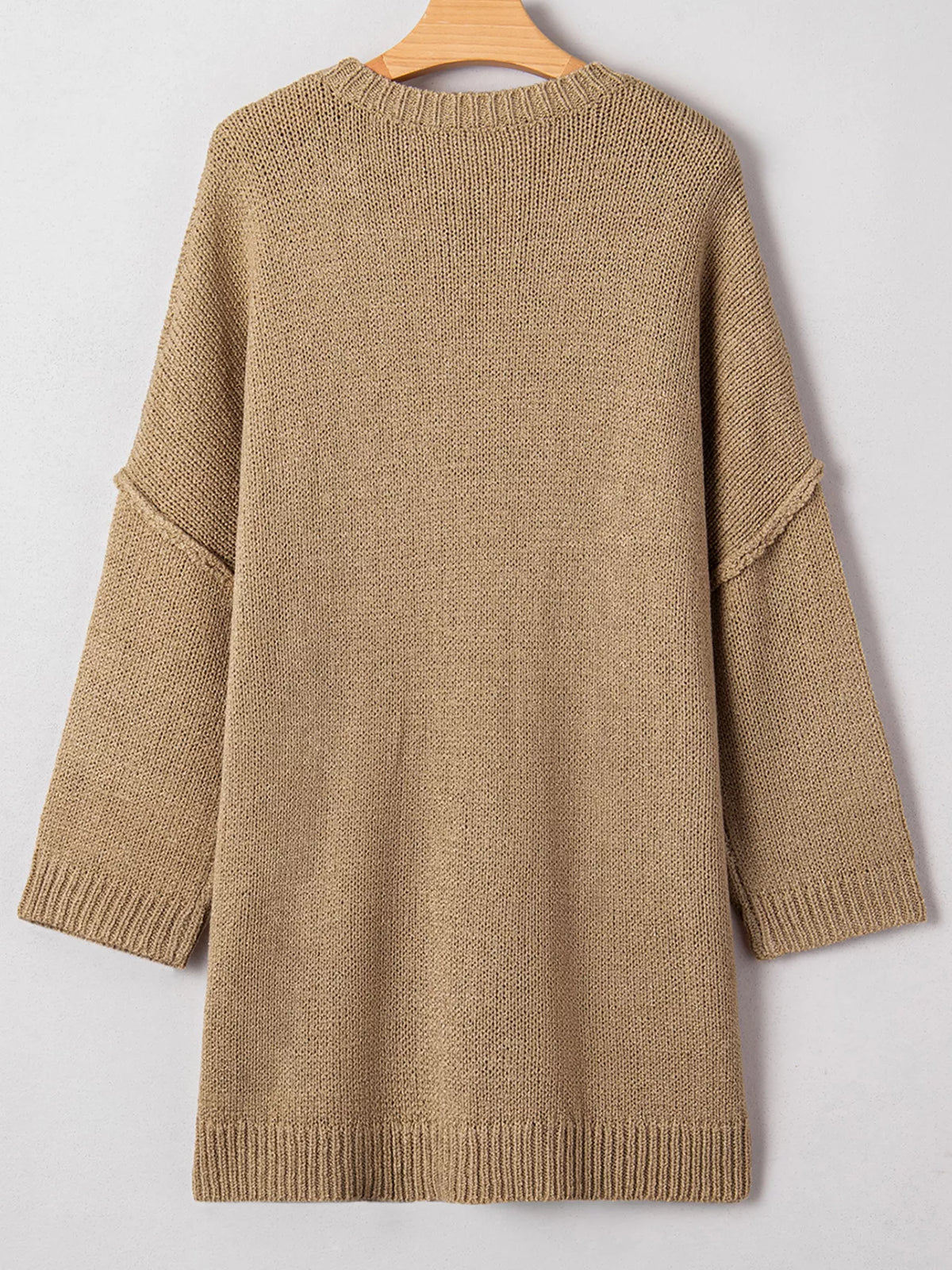 Oversized Drop-Shoulder Slouchy Sweater Dress in Camel