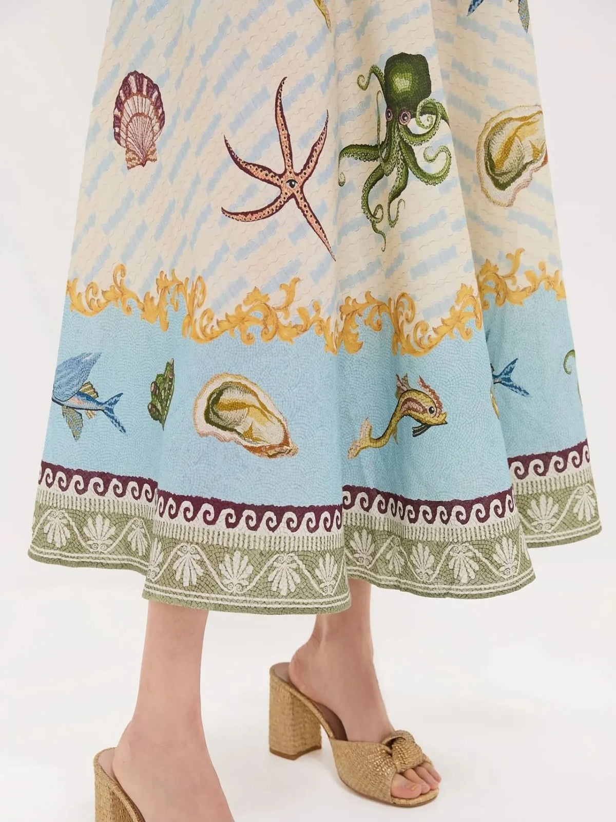 Ocean Print Spaghetti Strap Midi Dress in Picture Color by Rosaline
