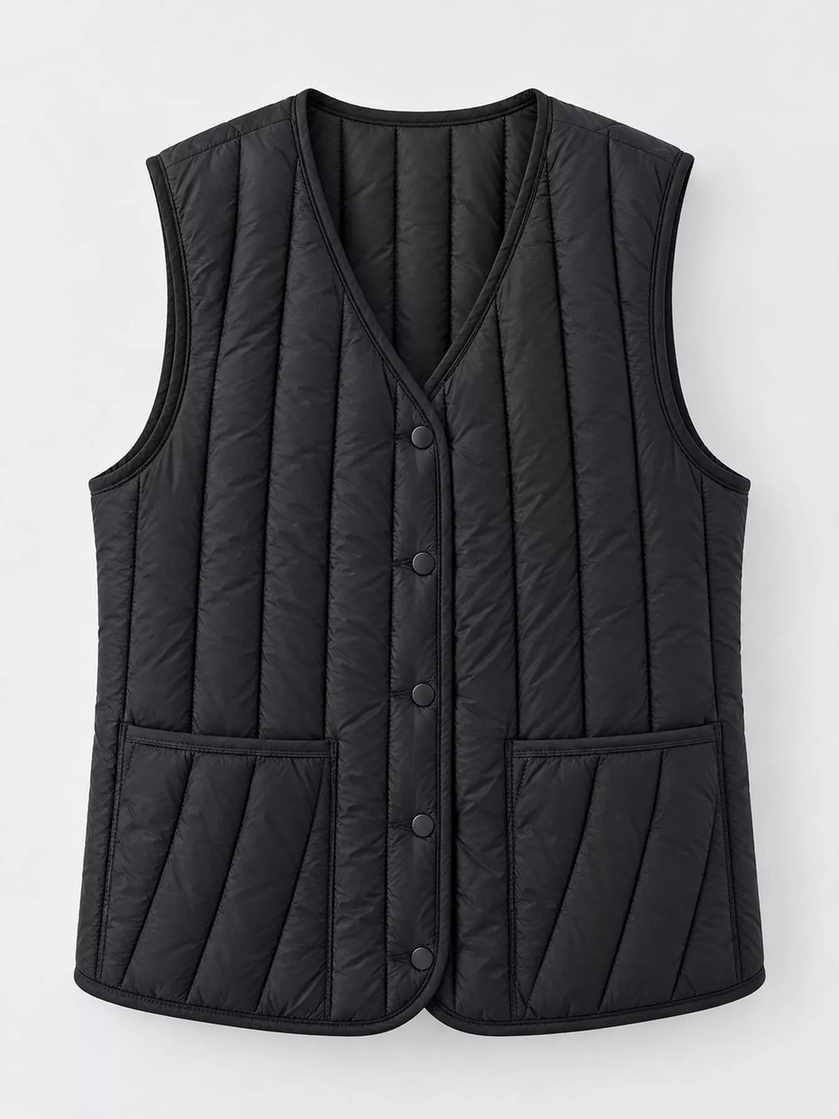 Quilted Button-Up Vest Coat