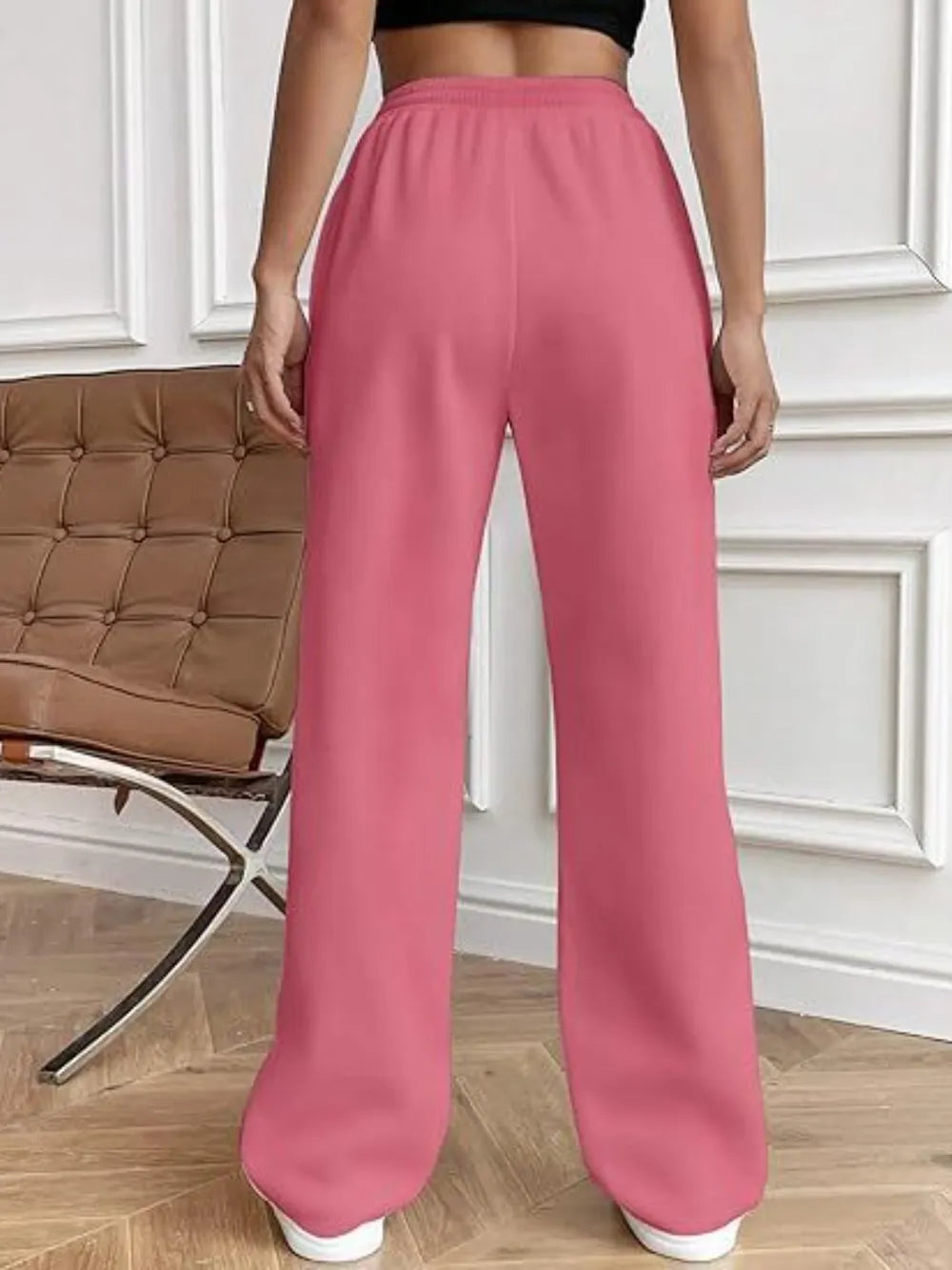 Drawstring Wide Leg Pants with Pockets by K&L