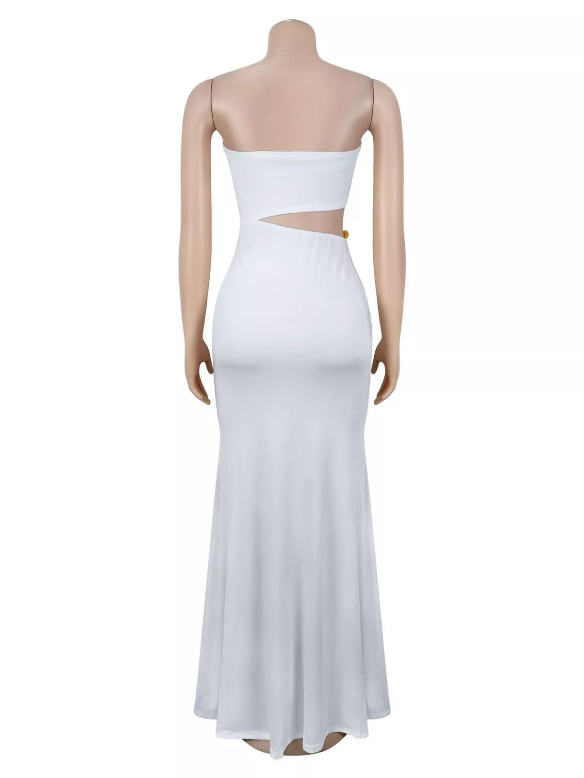 Strapless Cutout Maxi Dress with Ruched Detail