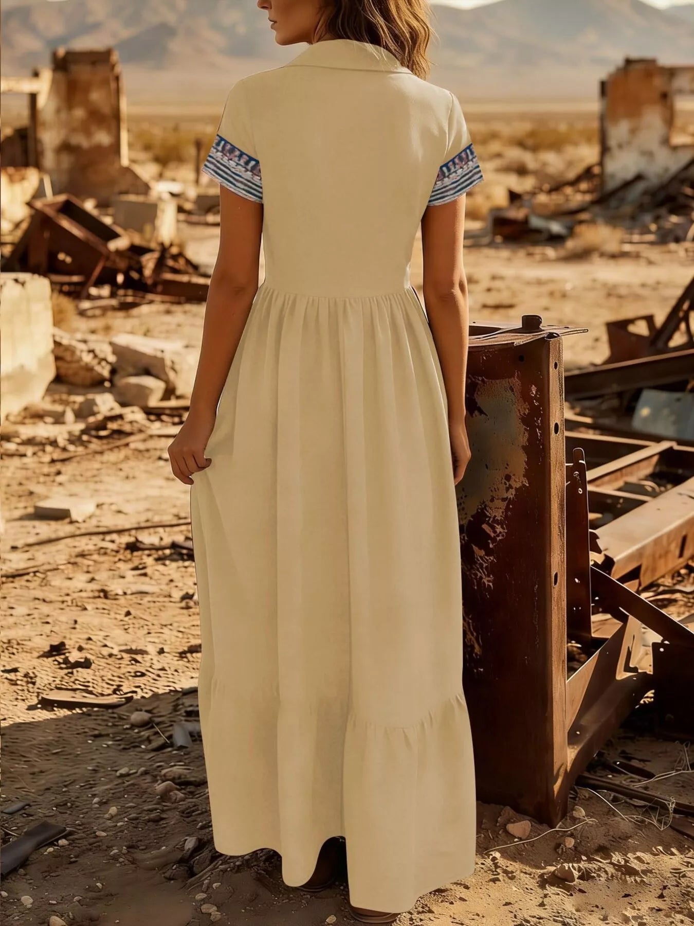 Printed Button-Front Maxi Dress