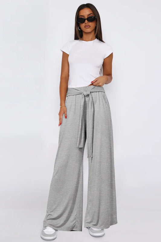 Tied-Waist Wide-Leg Pants