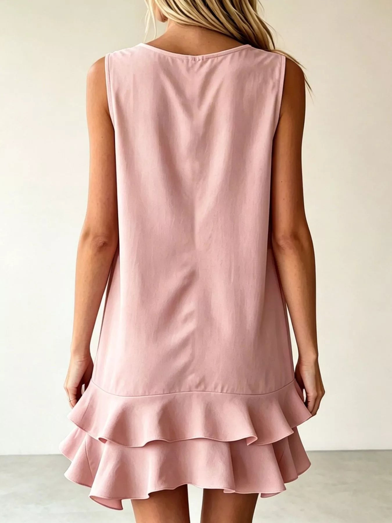 Sleeveless V-Neck Tiered Ruffle Mini Dress