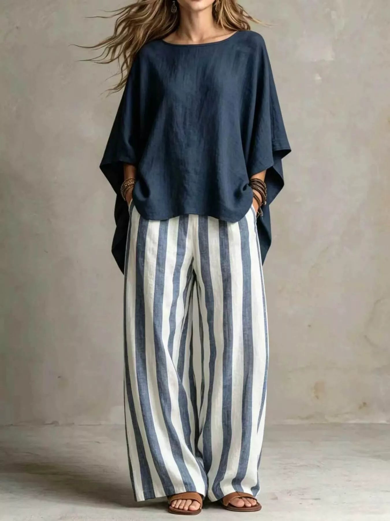 Solid Pocketed Top and Pants Set