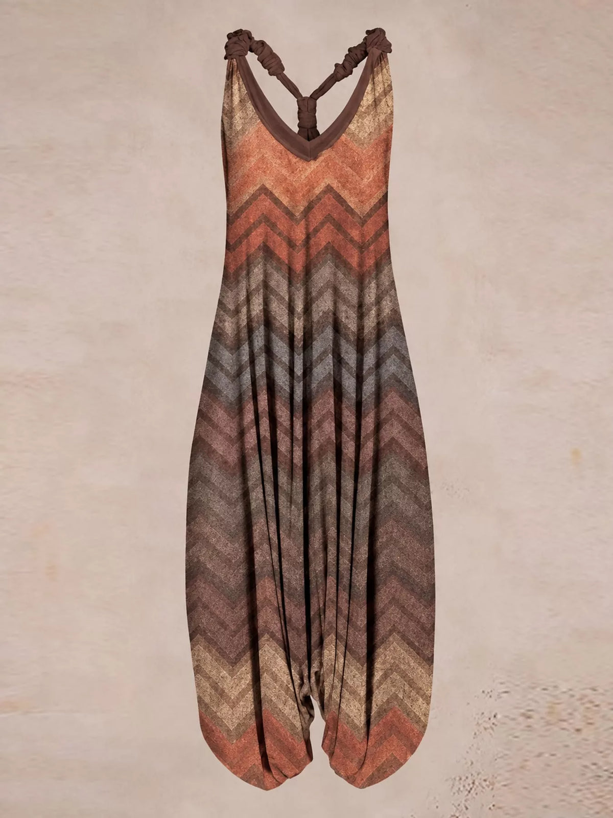 Plus Size Printed V-Neck Sleeveless Romper