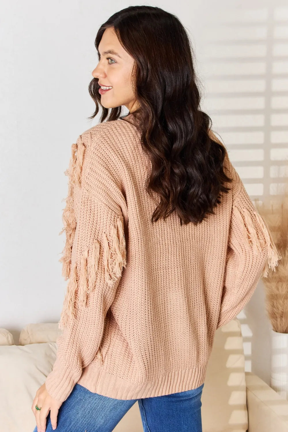 And The Why Tassel Detail Sweater in Dusty Pink