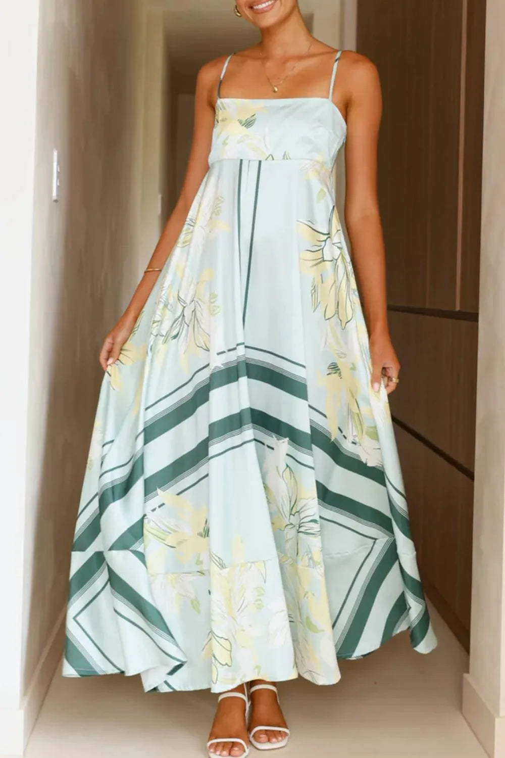 Printed Square Neck Cami Maxi Dress