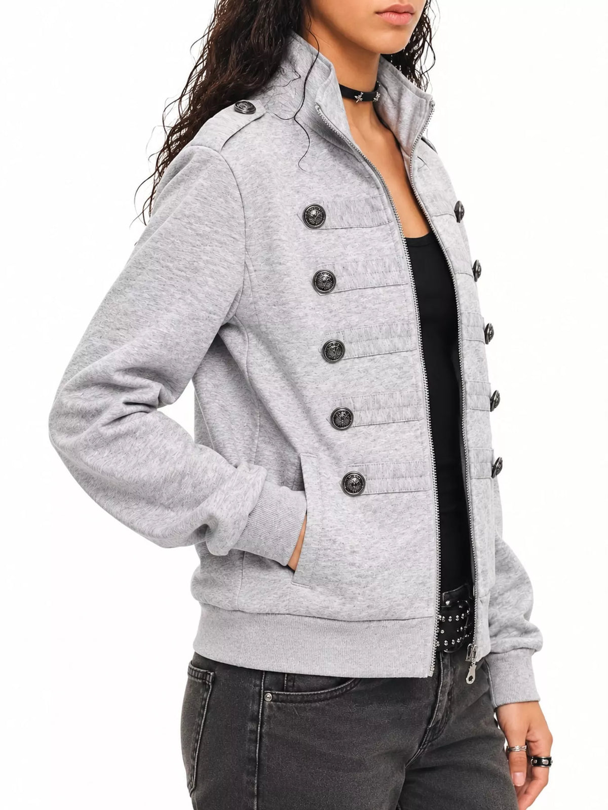 Double-Breasted Zip-Up Jacket
