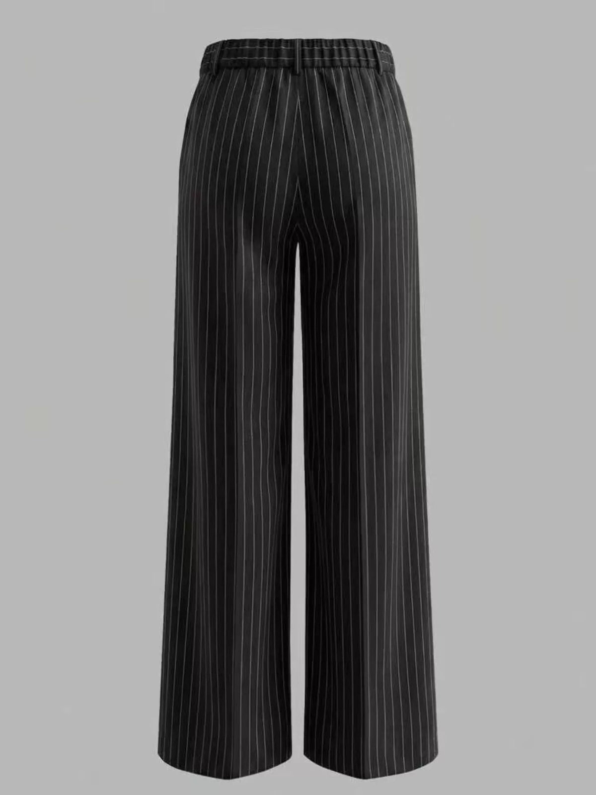 High-Waisted Striped Wide-Leg Pants