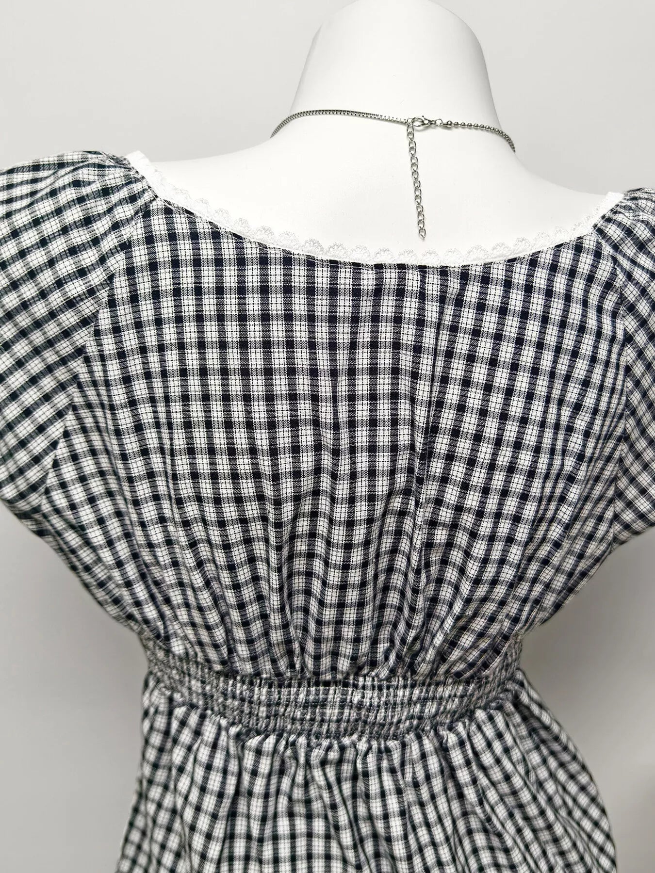 Plaid Short Sleeve Blouse in Black