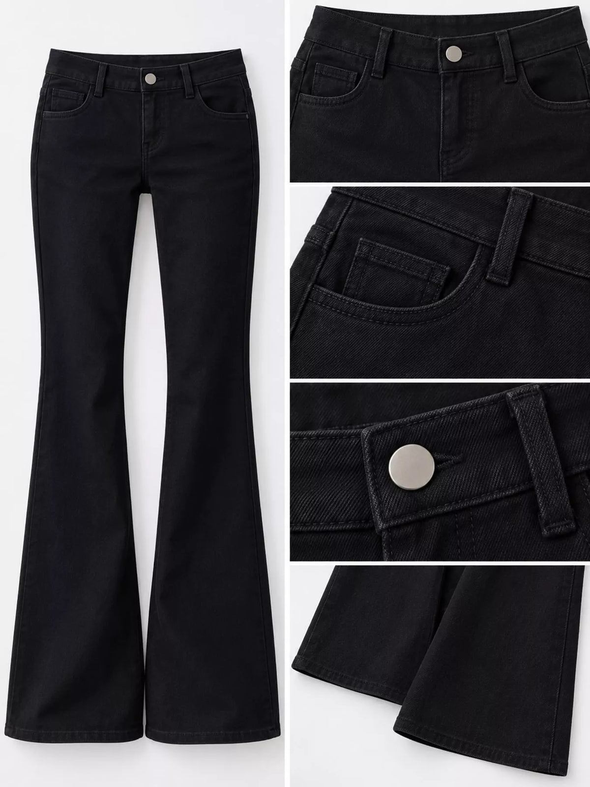 Low-Rise Flare Jeans in Black in Black-Low Rise