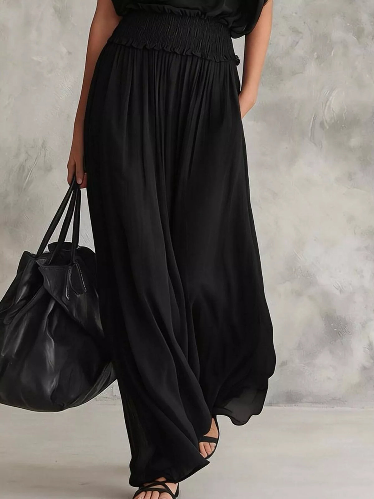 Smocked Waist Chiffon Maxi Dress