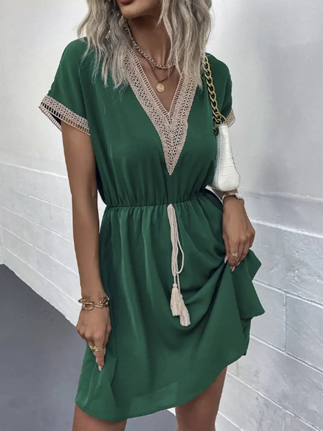 V-Neck Short Sleeve Plus Size Dress