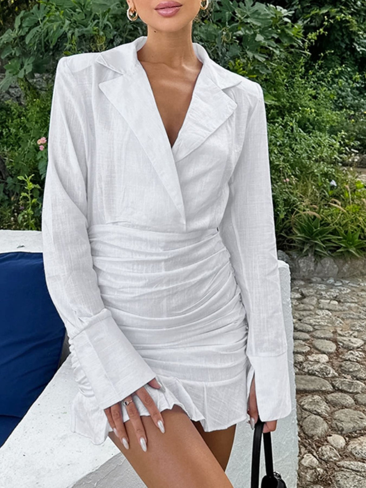 Blazer Style Mini Dress in White