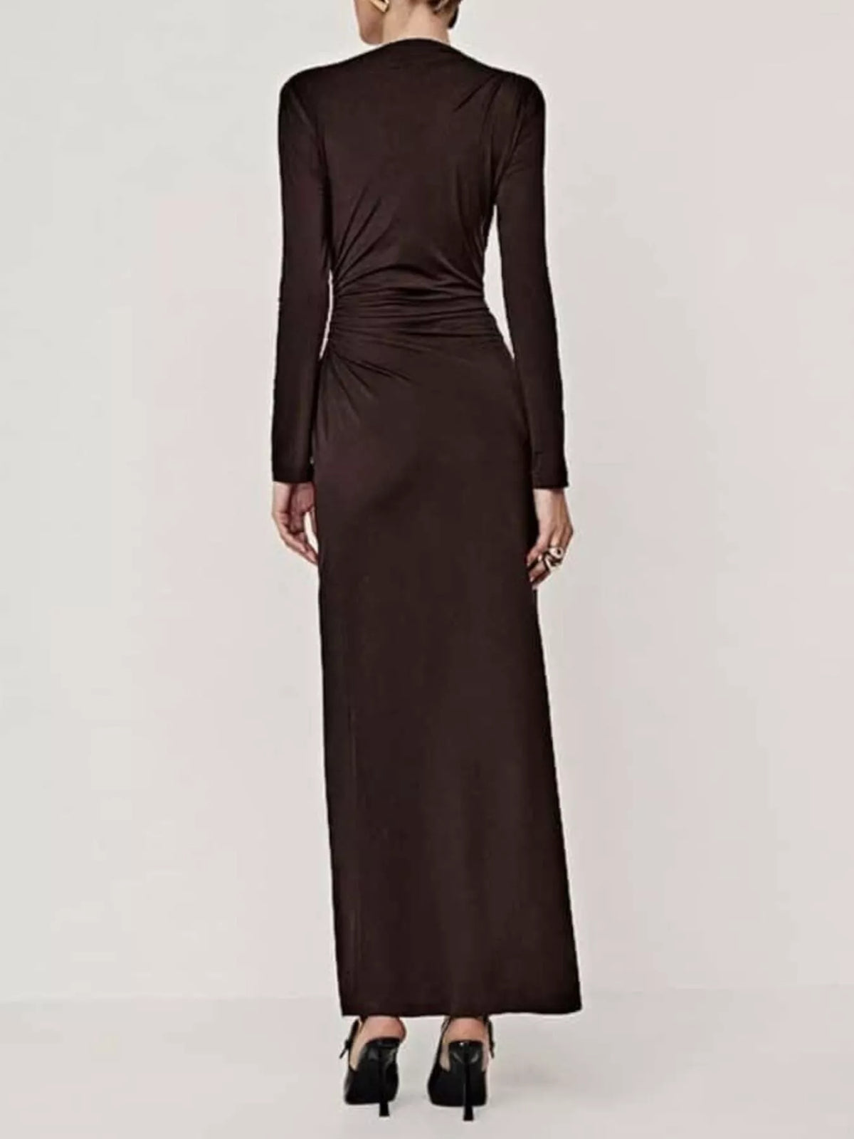 Ruched Long Sleeve Bodycon Maxi Dress by Calliope