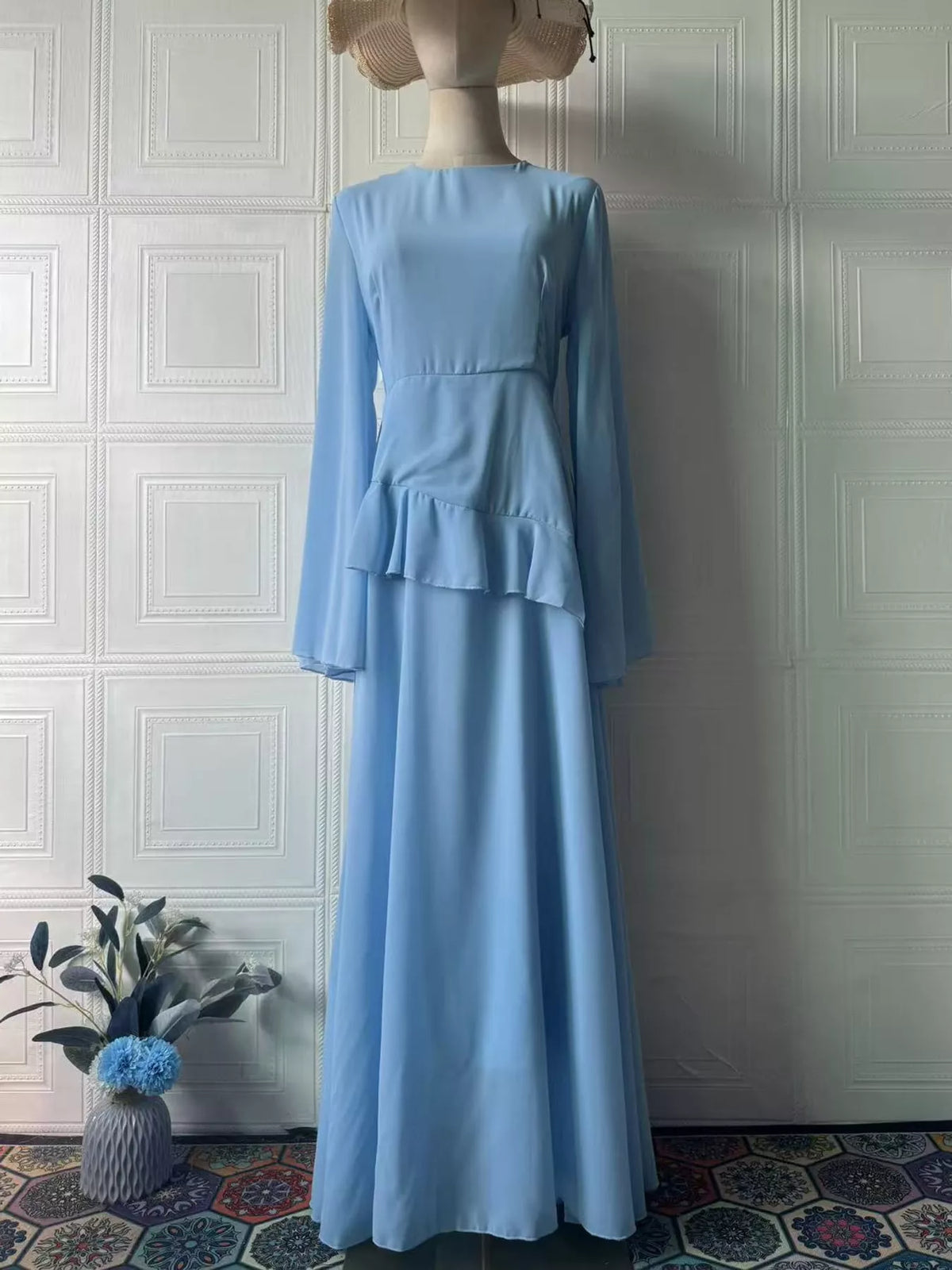 Ruffled Flare Sleeve Maxi Dress