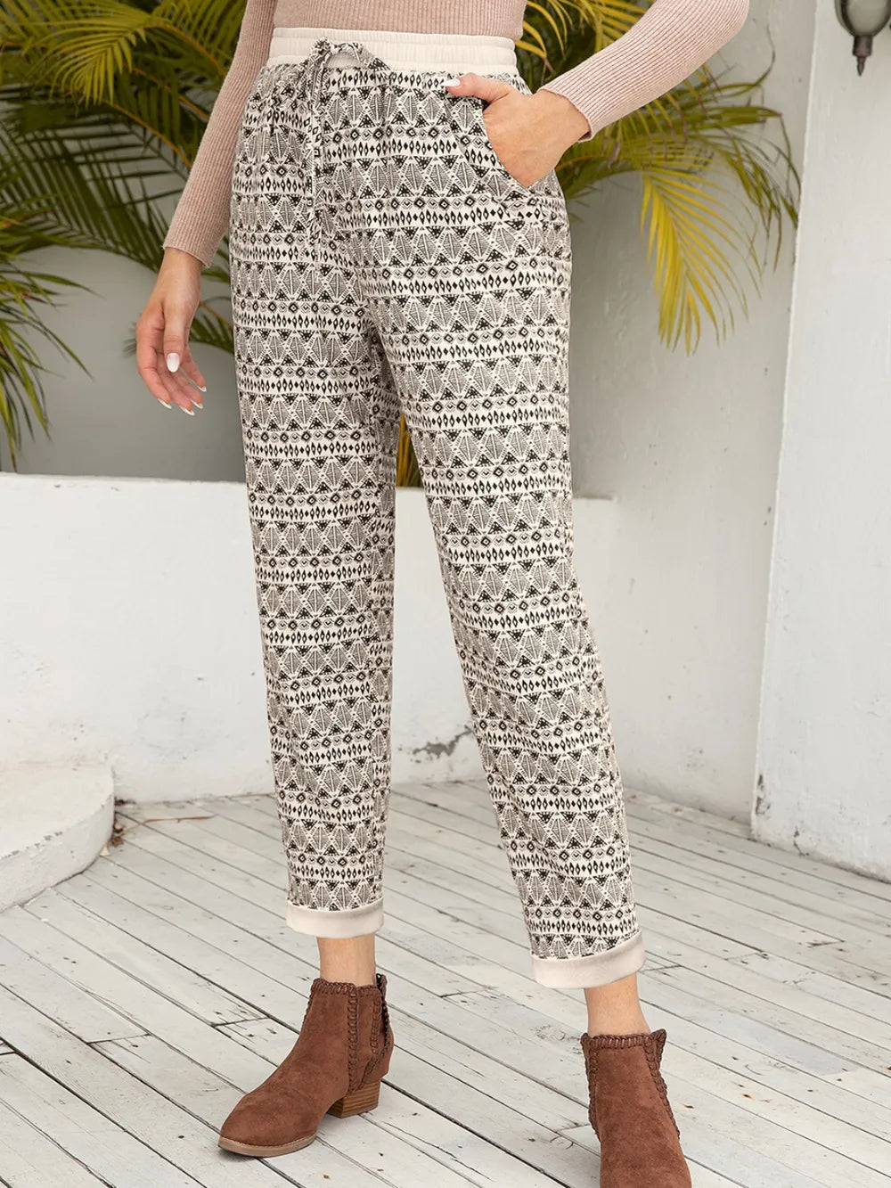 Ivy Lane Tied Printed Pants