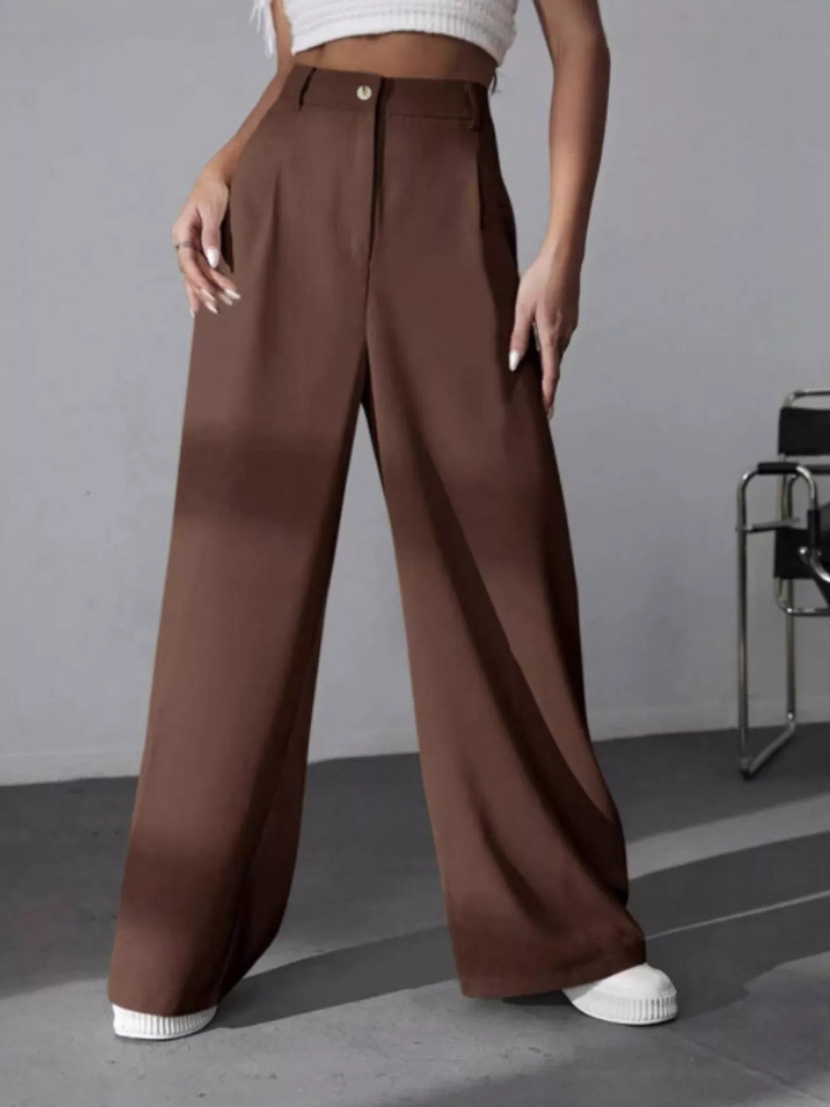Pleated Wide Leg Pants in Apricot