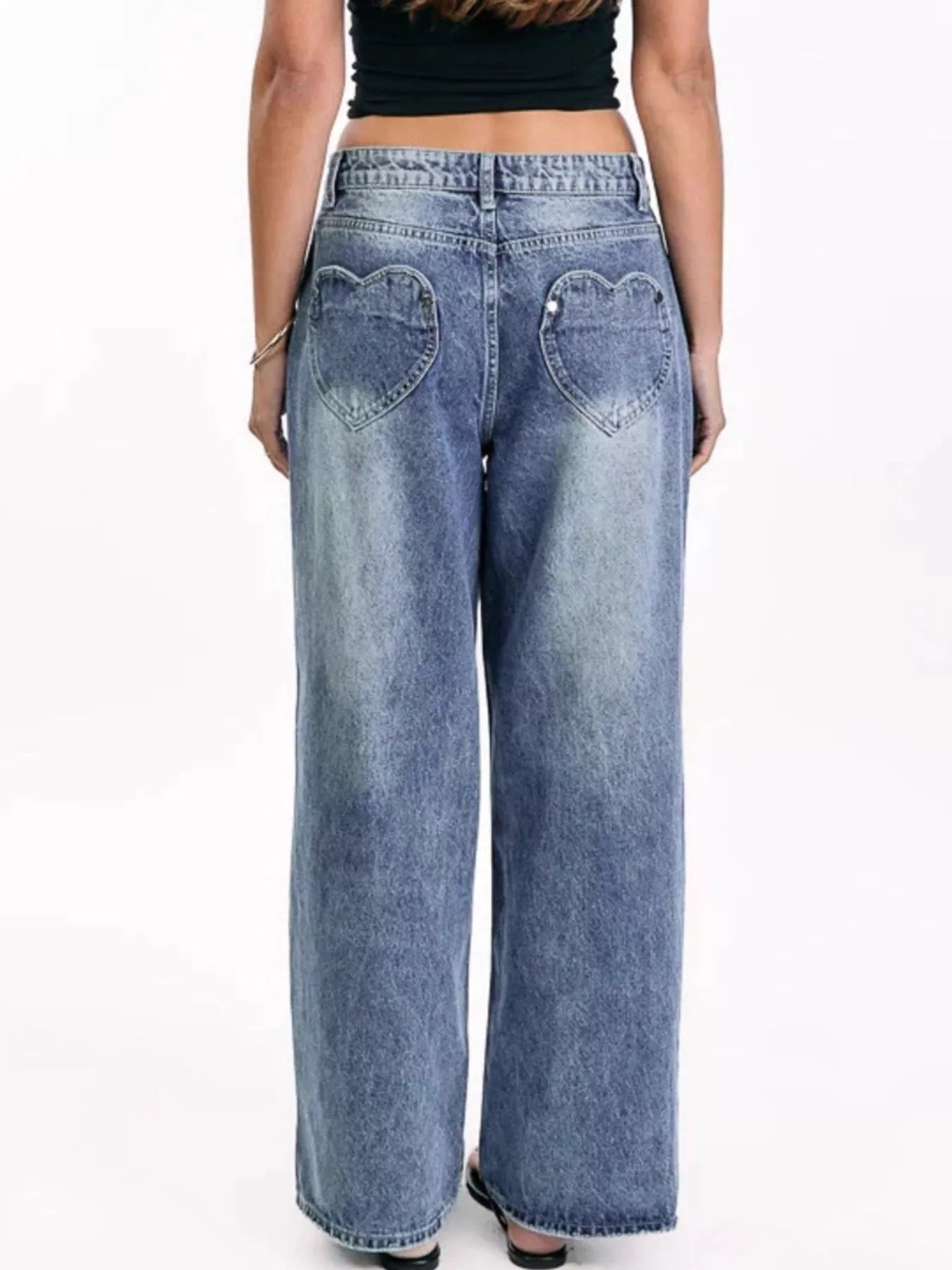 Wide Leg Denim Jeans in Blue