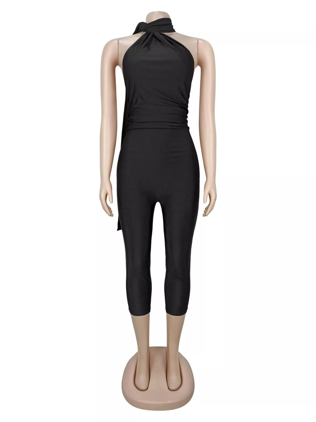 Halter Neck Crisscross Bodycon Jumpsuit