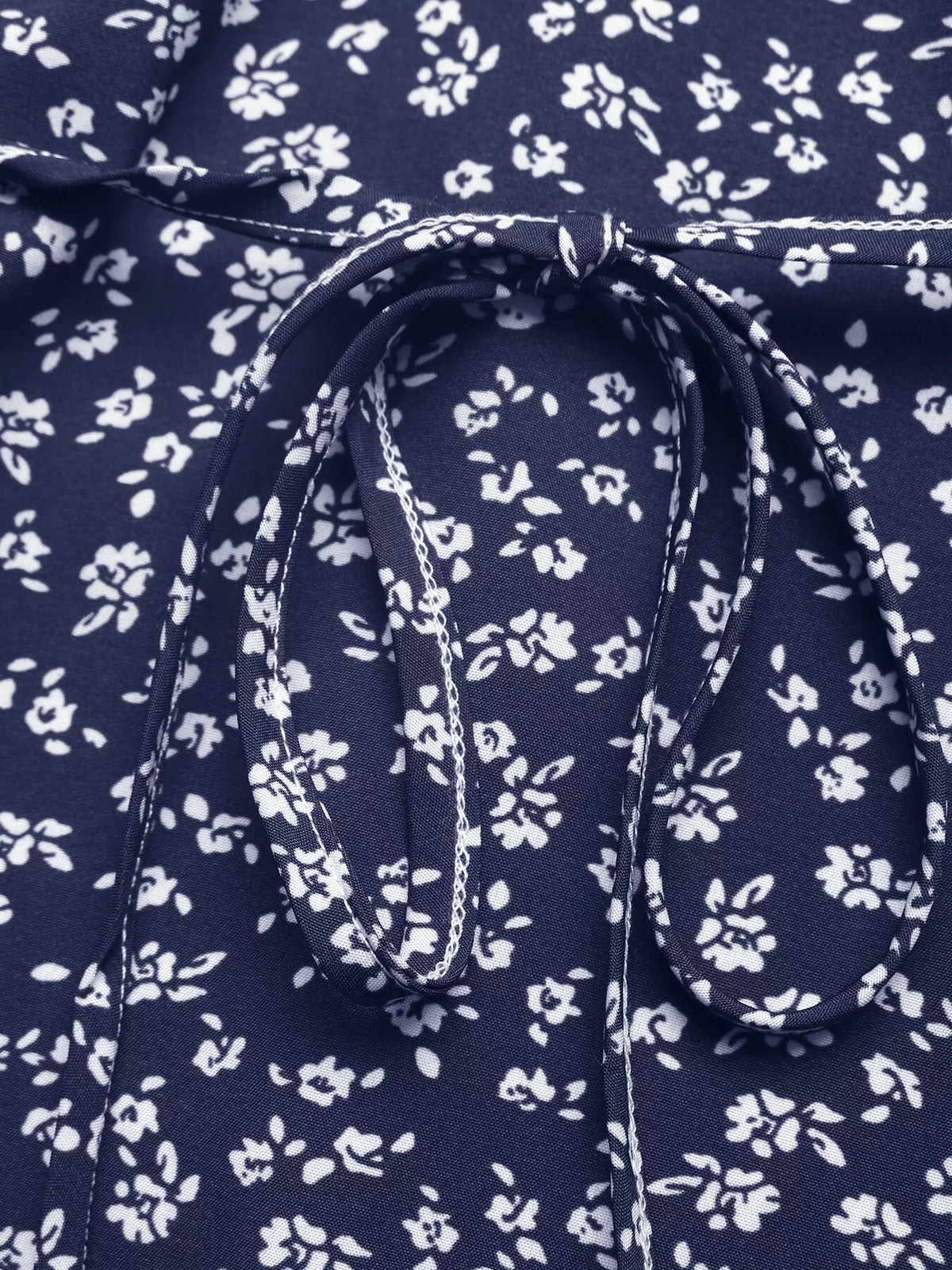 Floral Print Lace Trim Maxi Dress in Navy