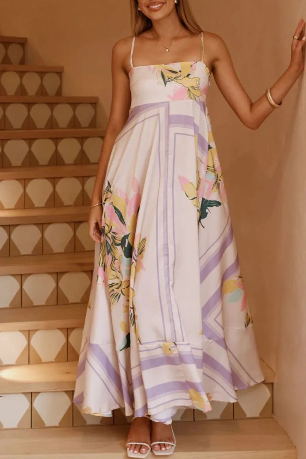 Printed Square Neck Cami Maxi Dress