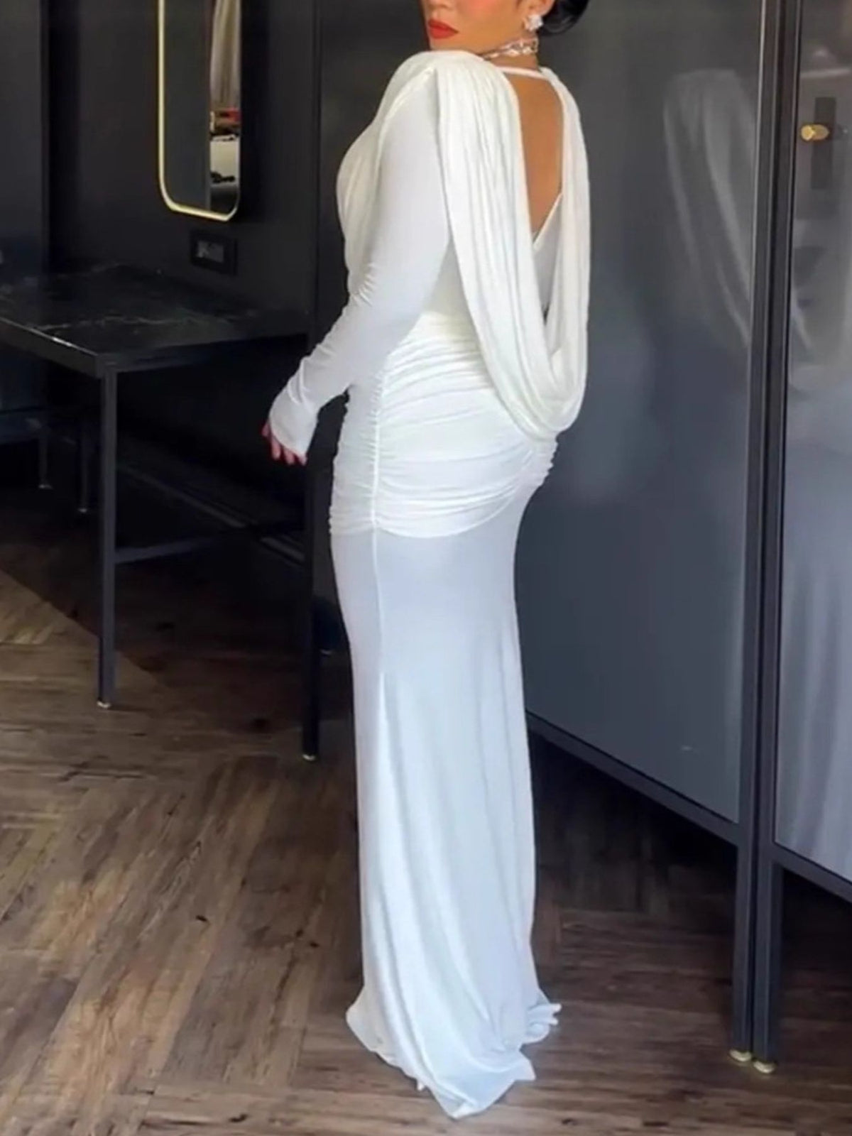 Ruched Long Sleeve Maxi Dress