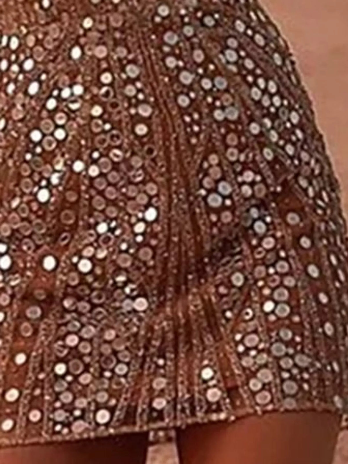 V-Neck Sequin Long Sleeve Mini Dress