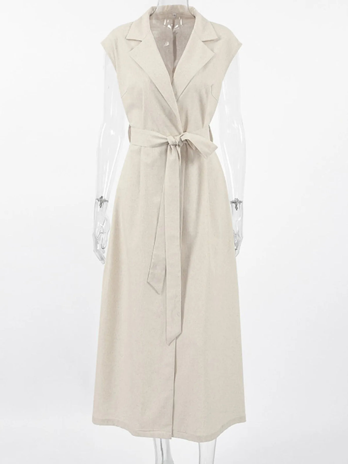 Tie Waist Cap Sleeve Maxi Dress in Khaki