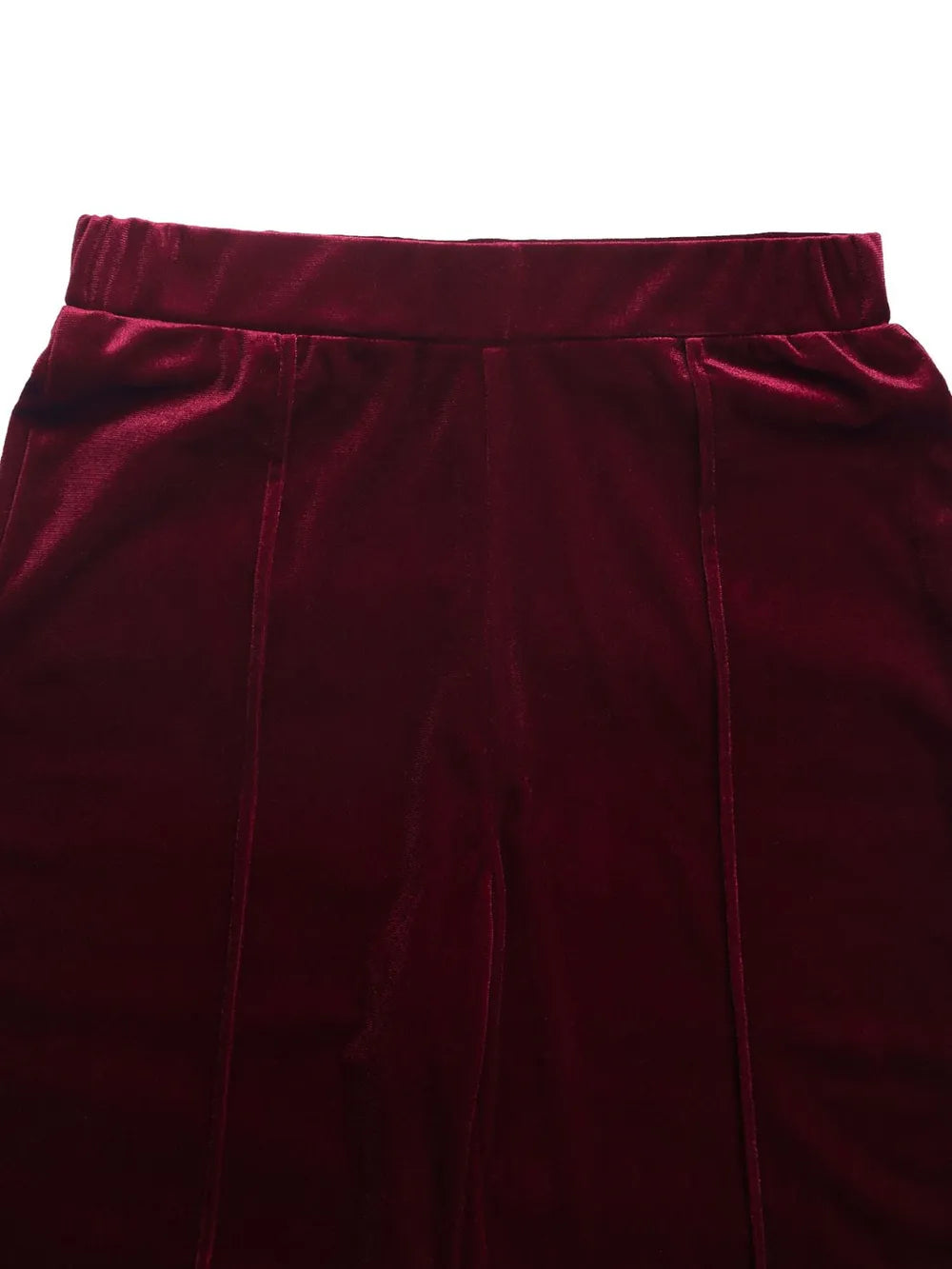 Elastic Waist Wide Leg Pants in Burgundy