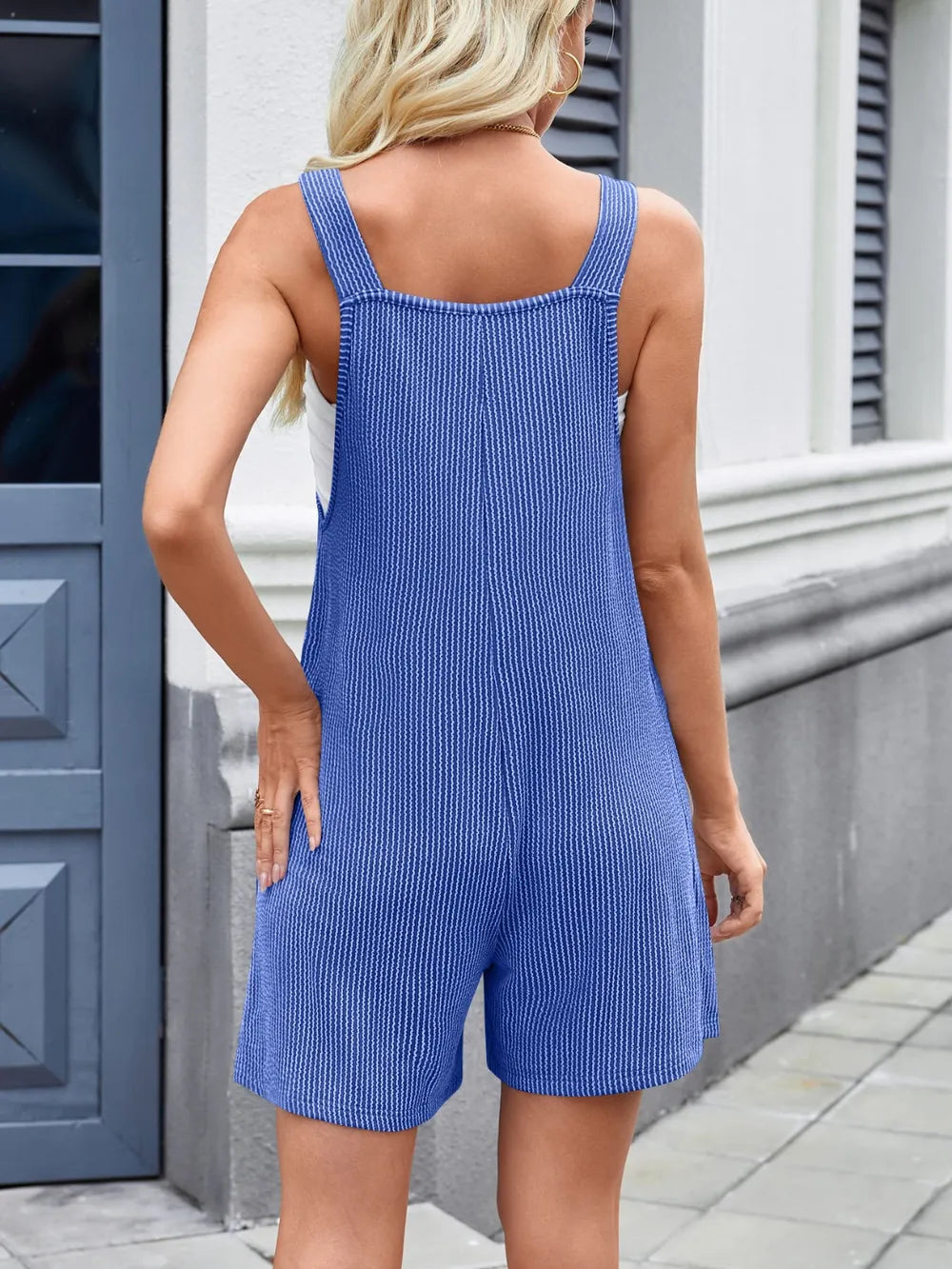 Knotted Strap Scoop Neck Overalls