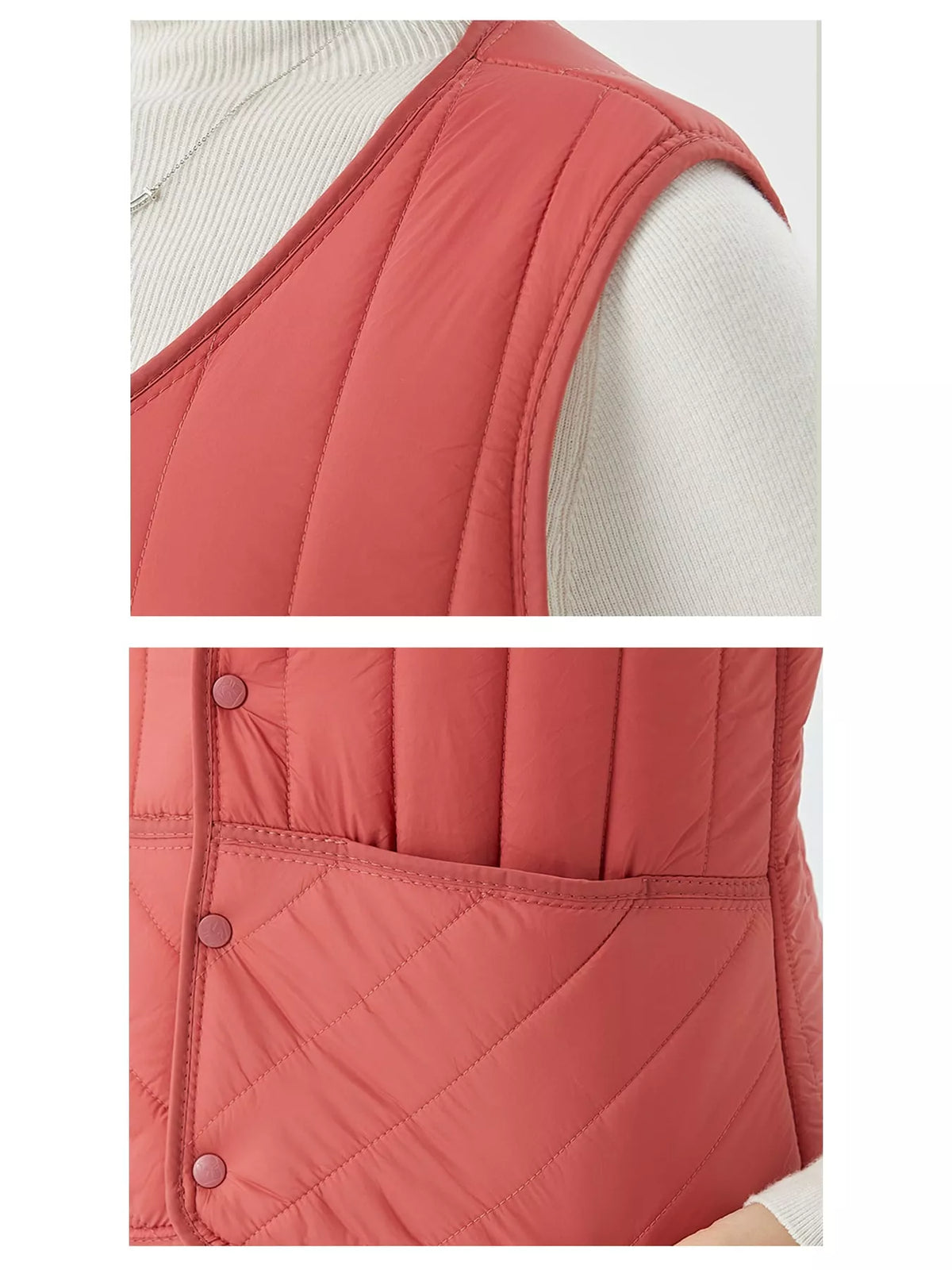 Quilted Button-Up Vest Coat