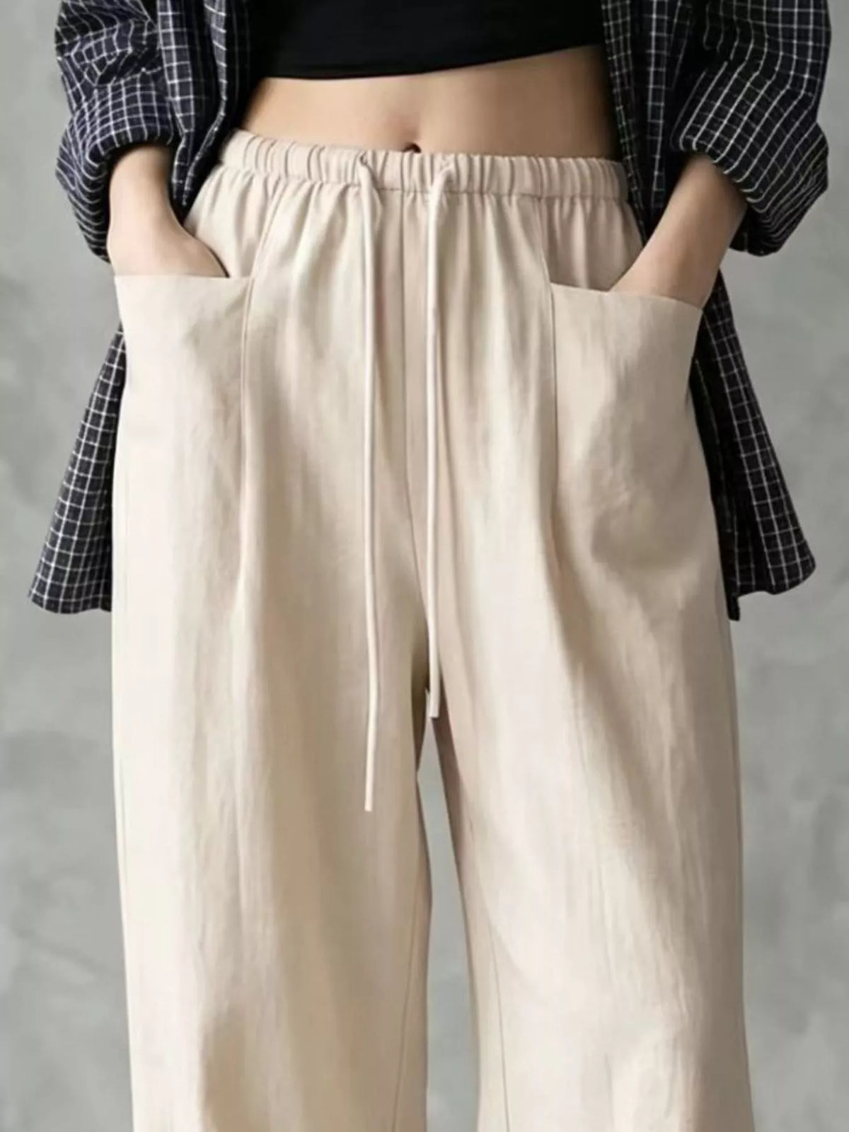 Drawstring Wide-Leg Pants