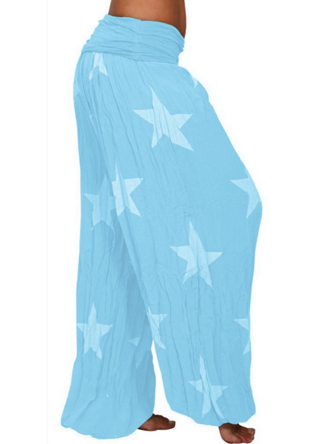 Ruched High-Waist Printed Pants