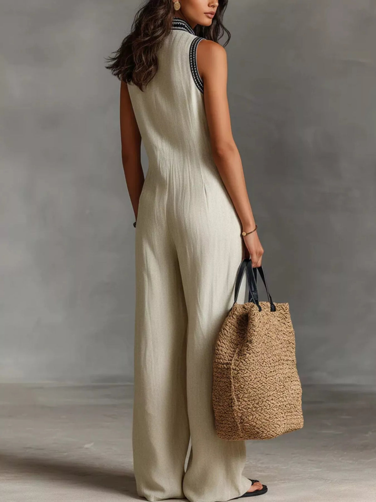 Sleeveless Wide-Leg Jumpsuit, Plus Size