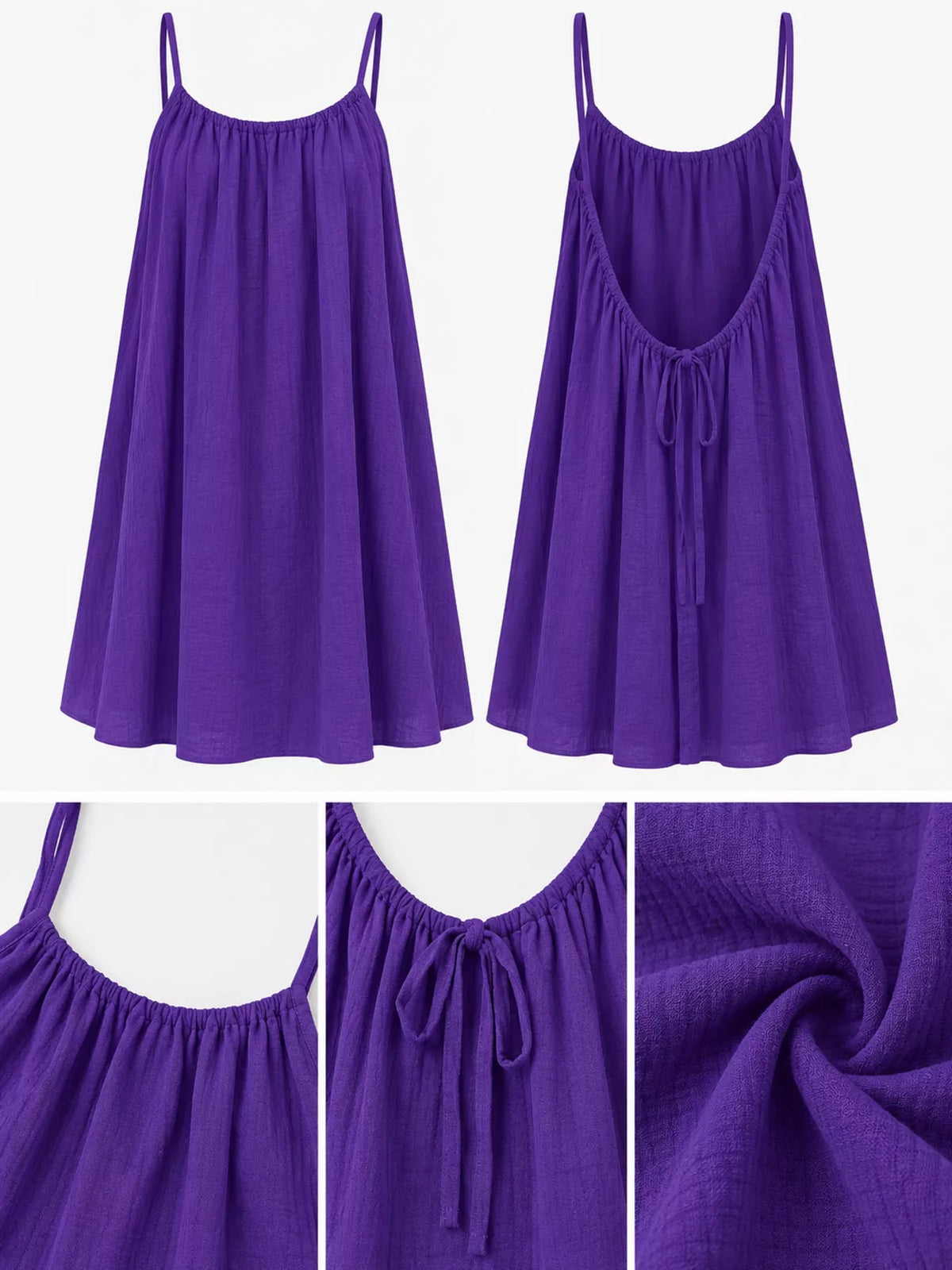 Backless Spaghetti Strap A-Line Mini Dress