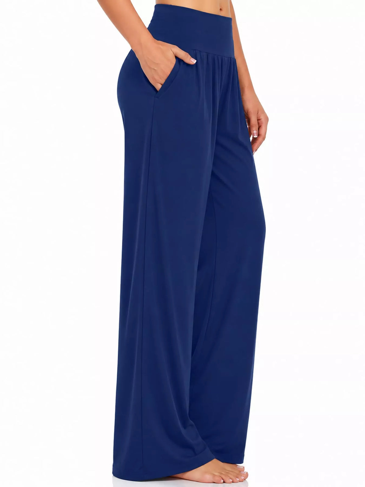 High-Rise Wide-Leg Pants with Pockets