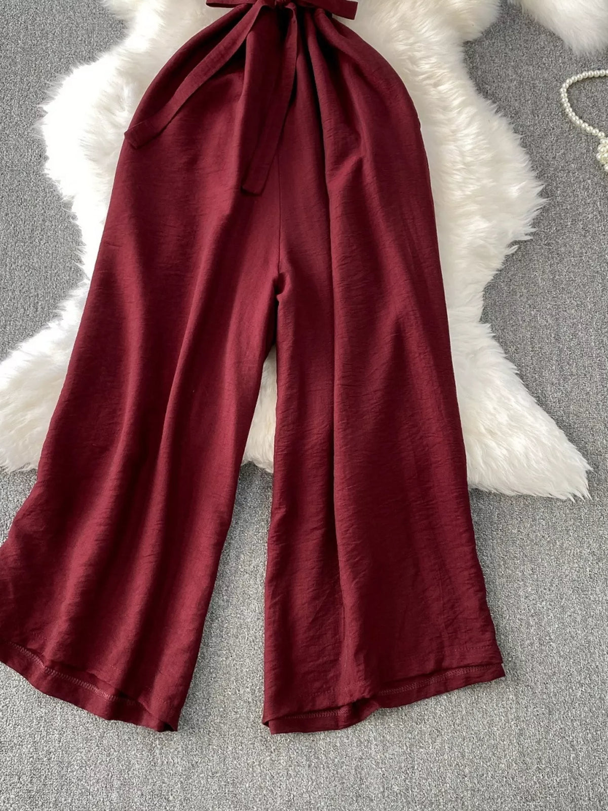 Belted Sleeveless Wide Leg Jumpsuit