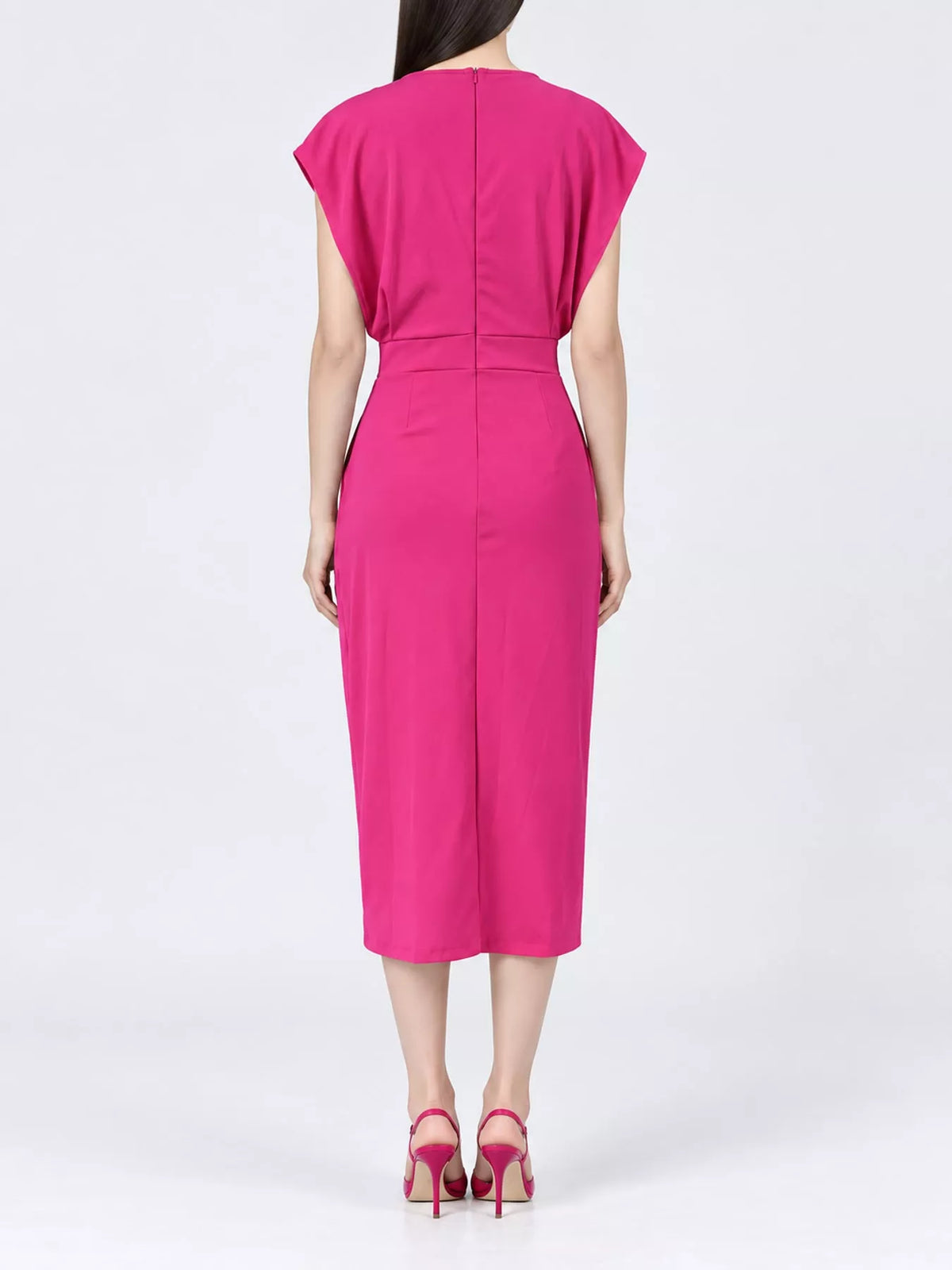Sleeveless Midi Dress with Gold Button Detail