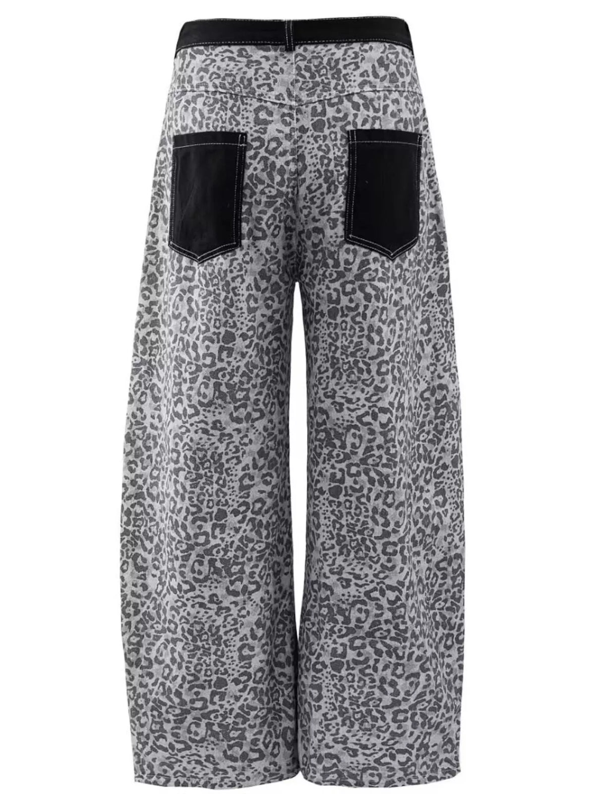 Contrast Pocket Wide-Leg Jeans in Leopard Print by Firm Stand