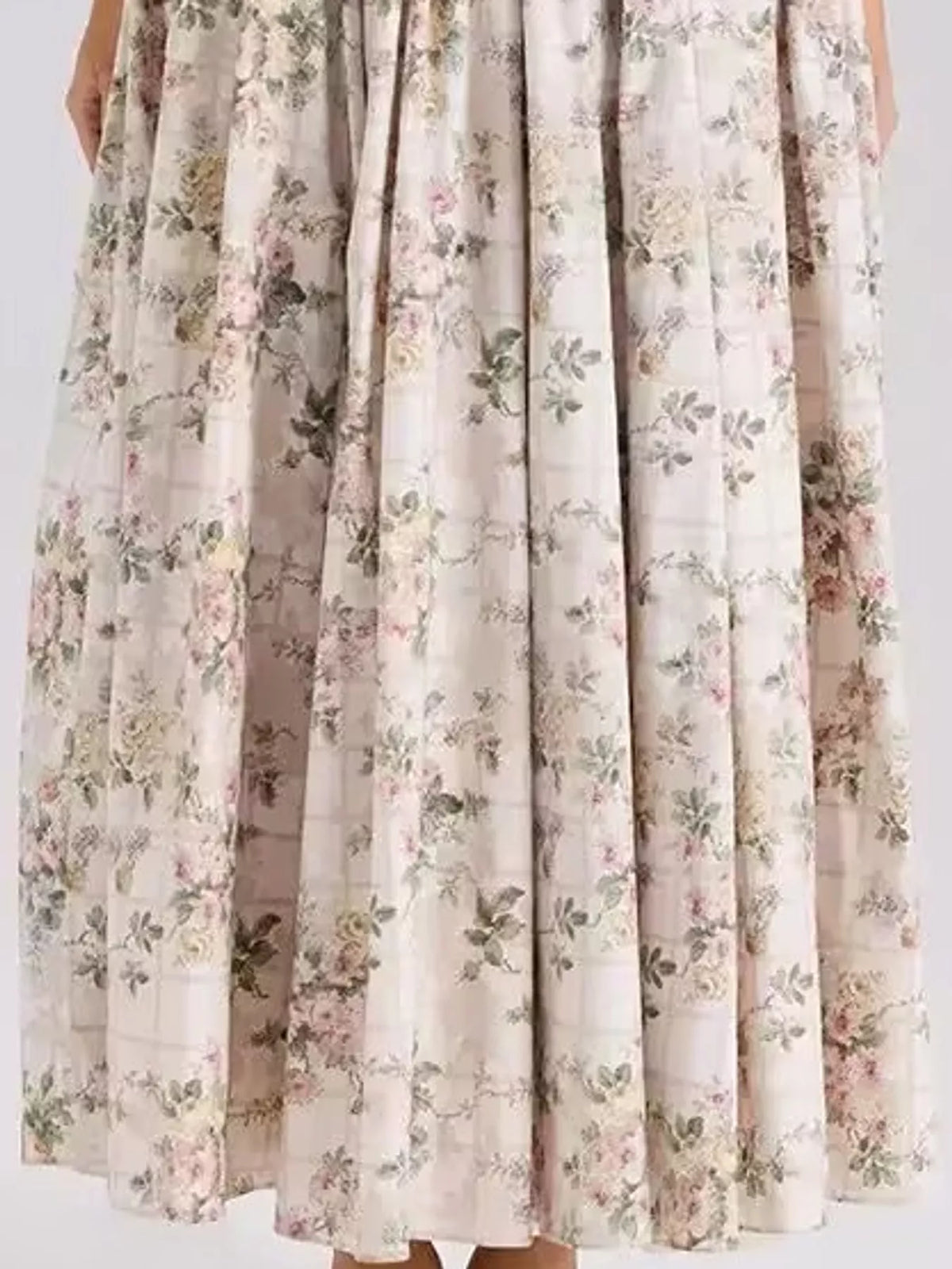 Floral Spaghetti Strap Midi Dress in White