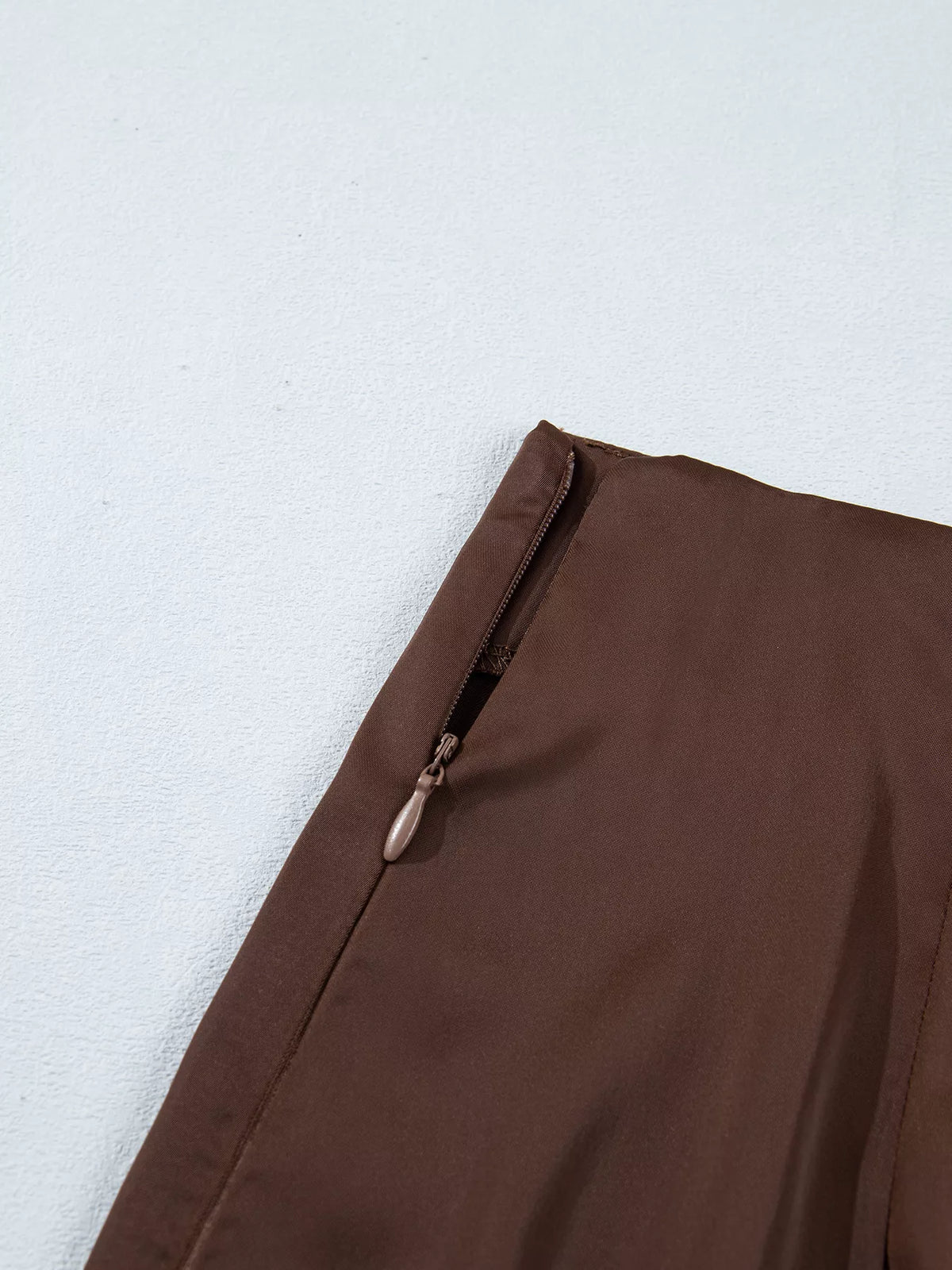 Lace Patchwork Hem Shift Skirt in Dark Brown