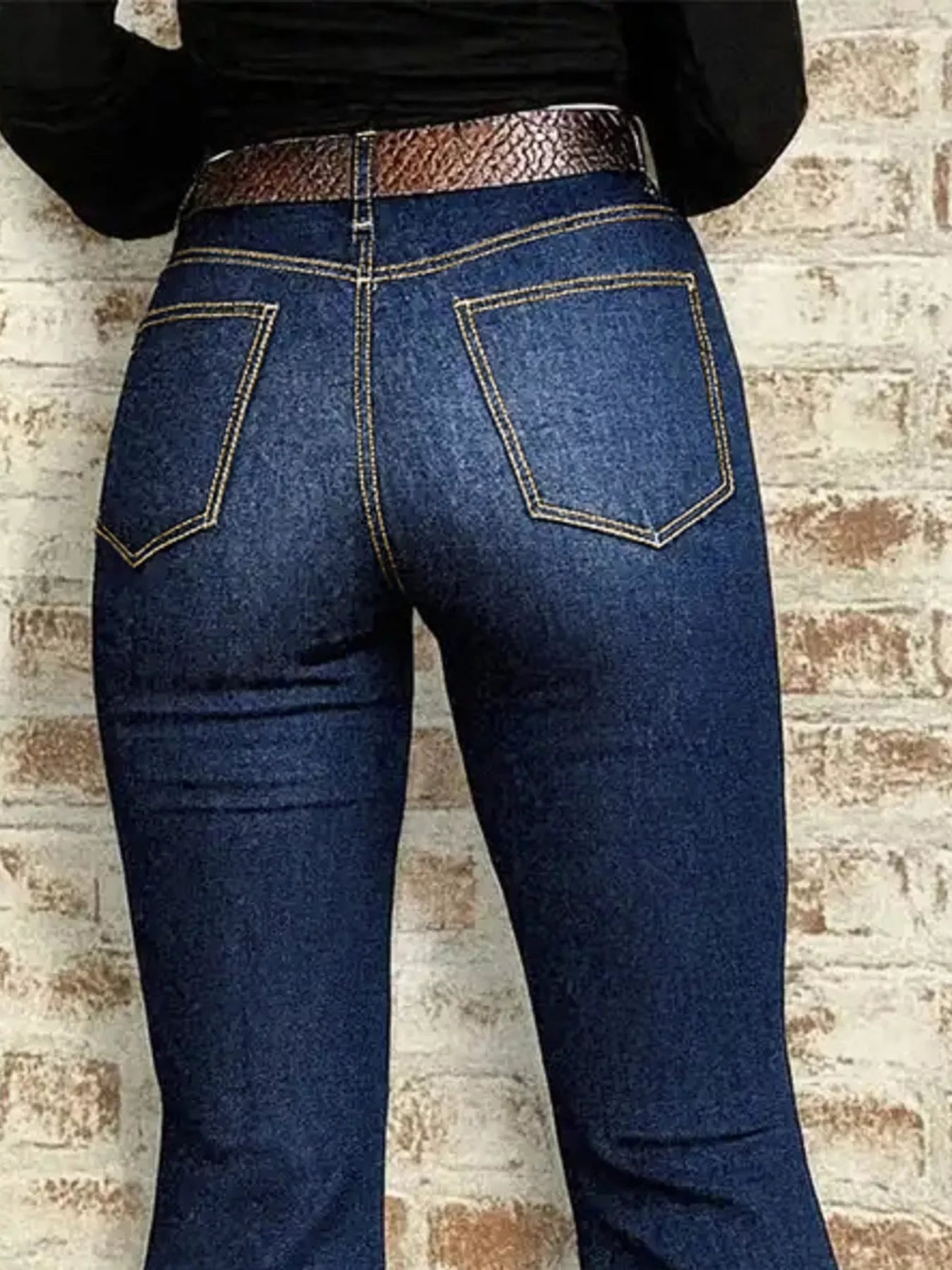 High-Waisted Flare Jeans in Dark Blue