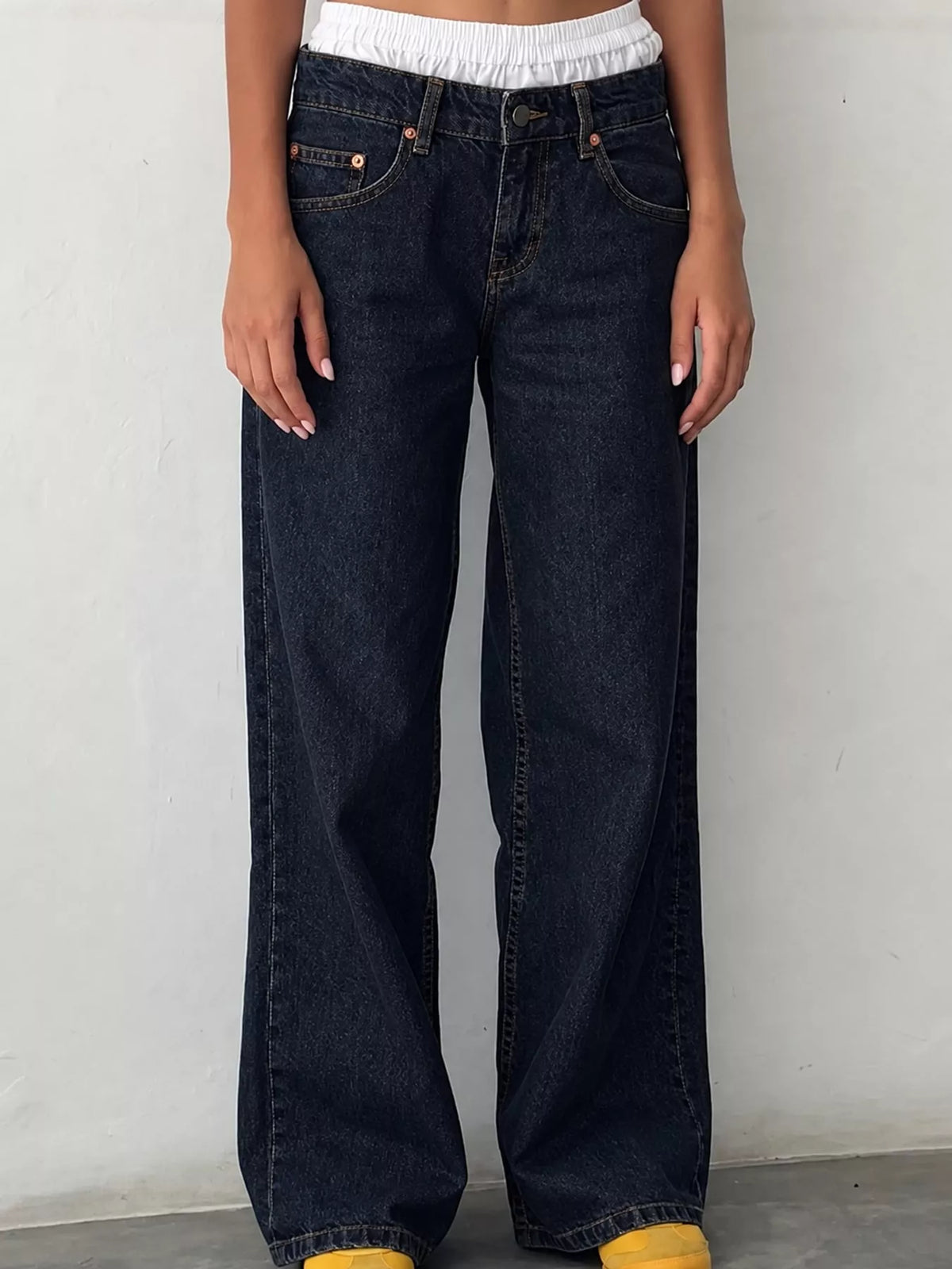 Wide-Leg Vintage Wash Jeans